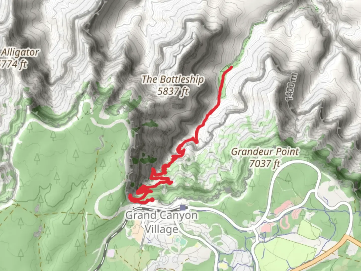 An image depicting the trail Havasupai Gardens via Bright Angel Trail and its surrounding area.