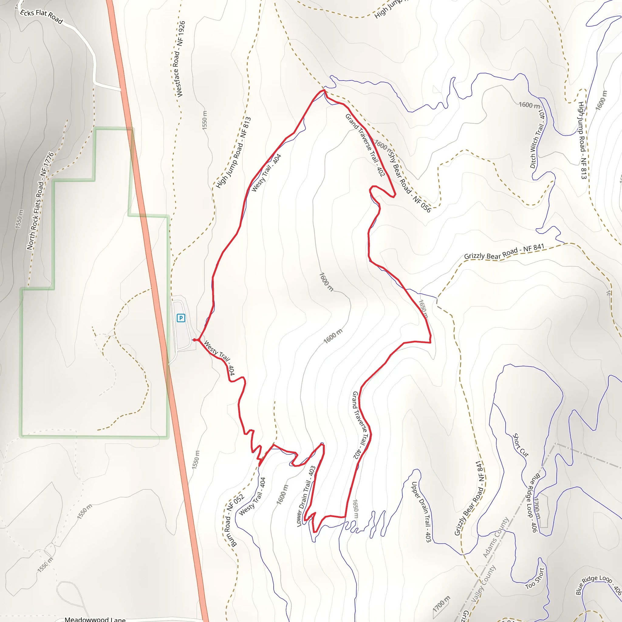Westy Trail and Grand Traverse Loop Trail mobile static map