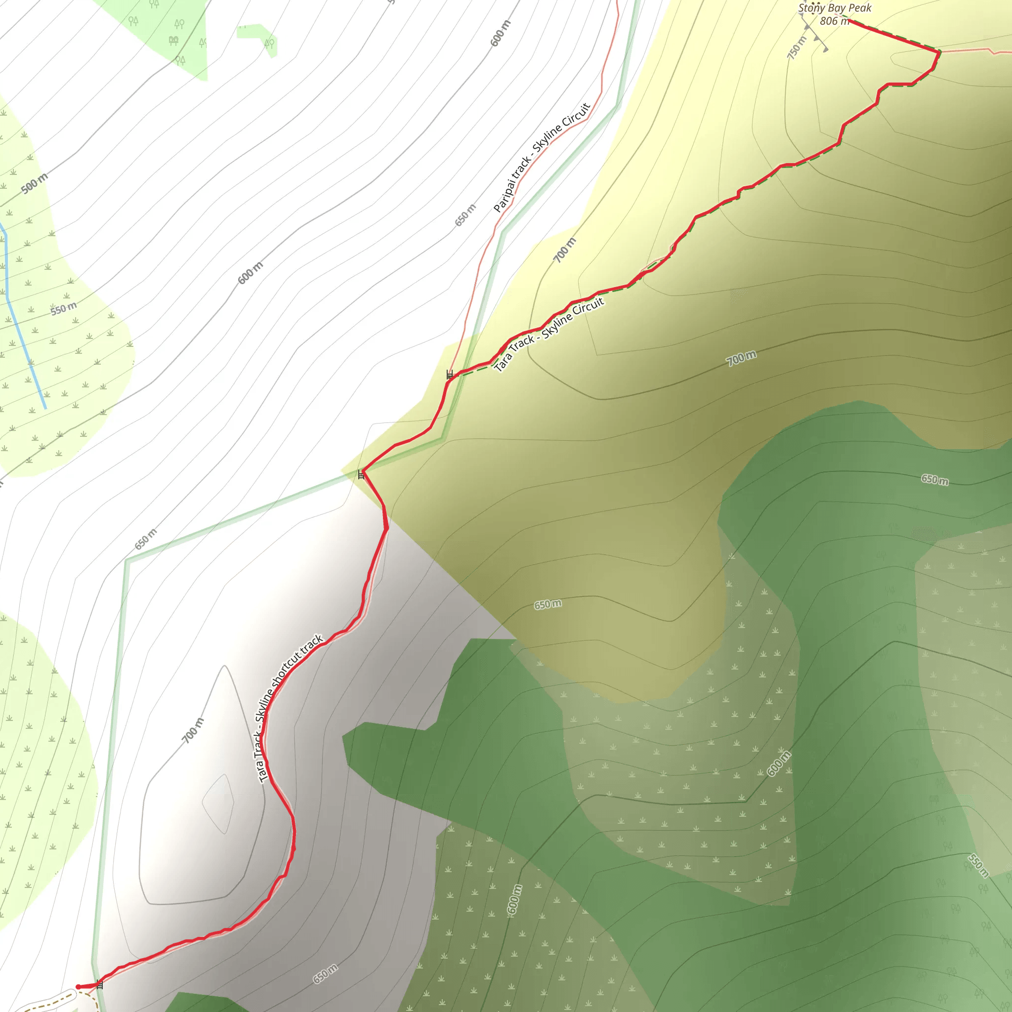 Tara Track to Stony Bay Peak mobile static map