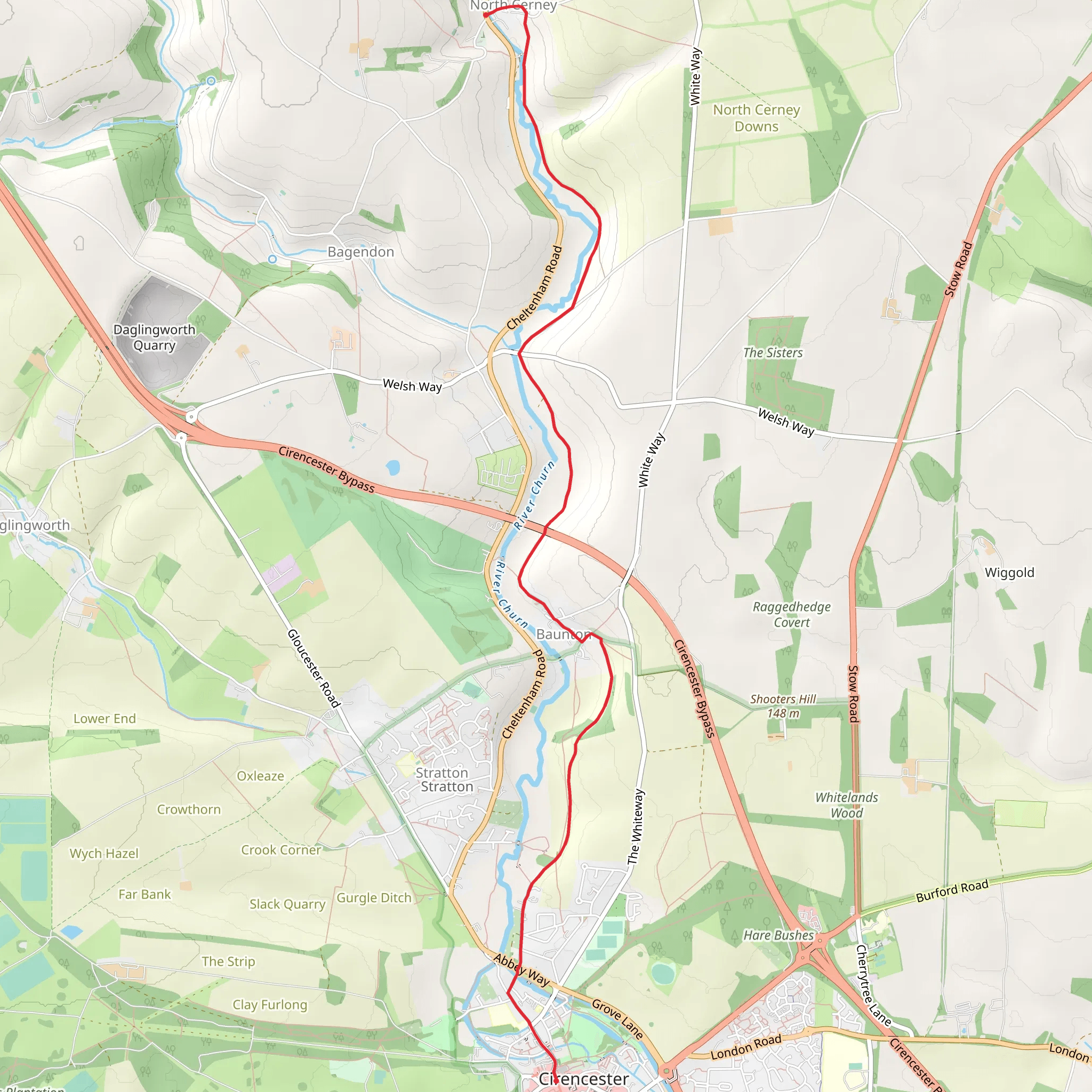 North Cerney - Cirencester mobile static map
