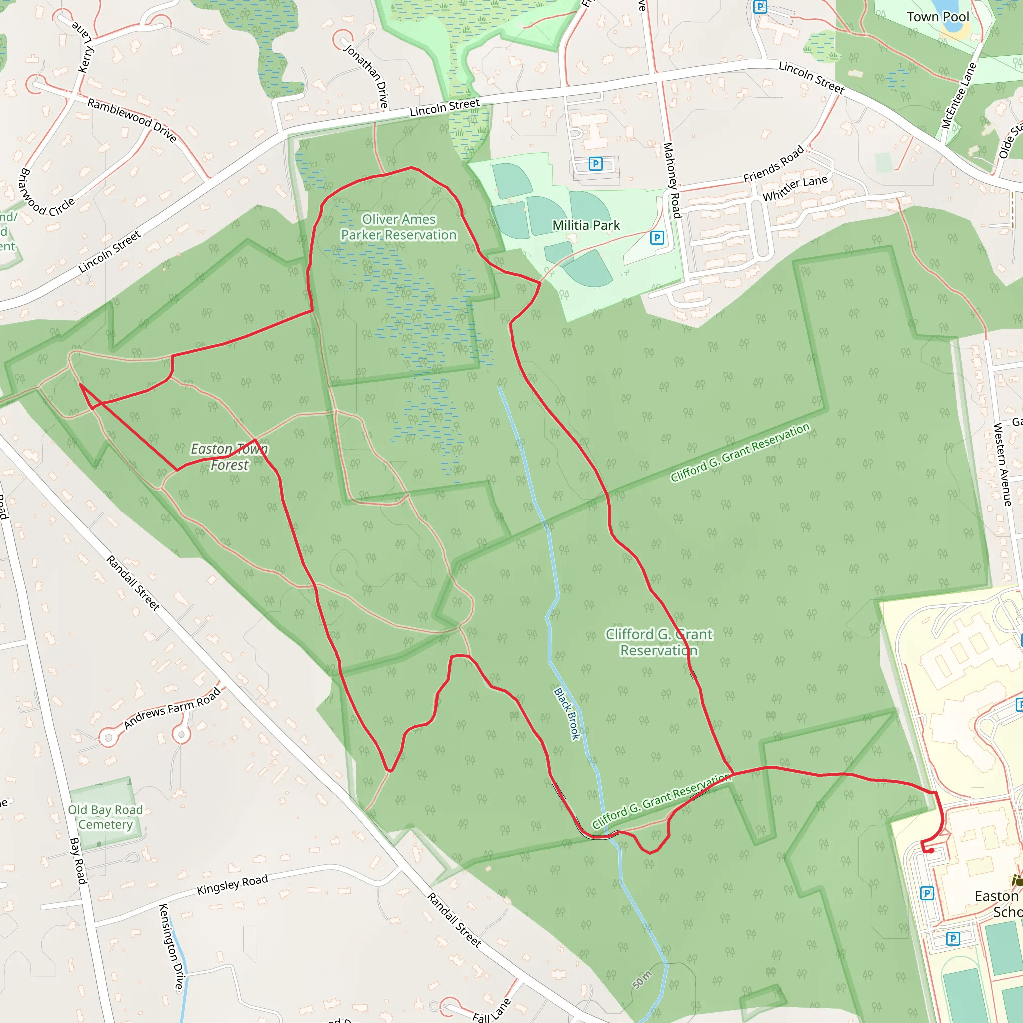 Easton Town Forest Loop Trail mobile static map