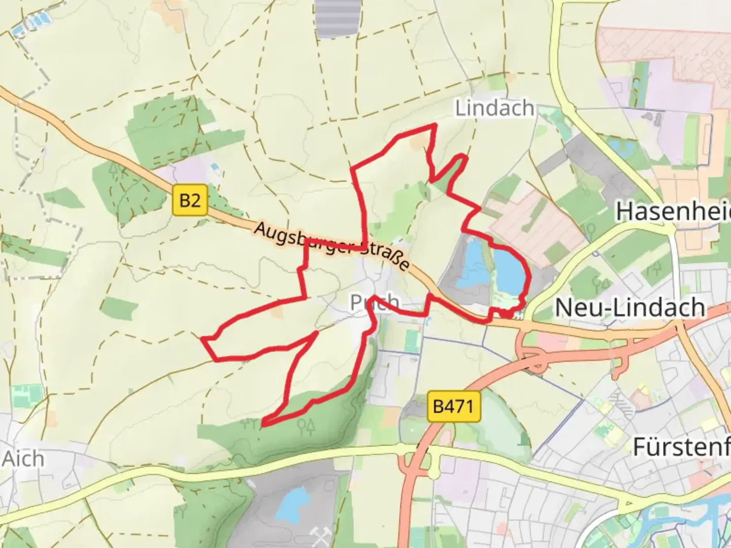 An image depicting the trail Pucher Meer Loop and its surrounding area.