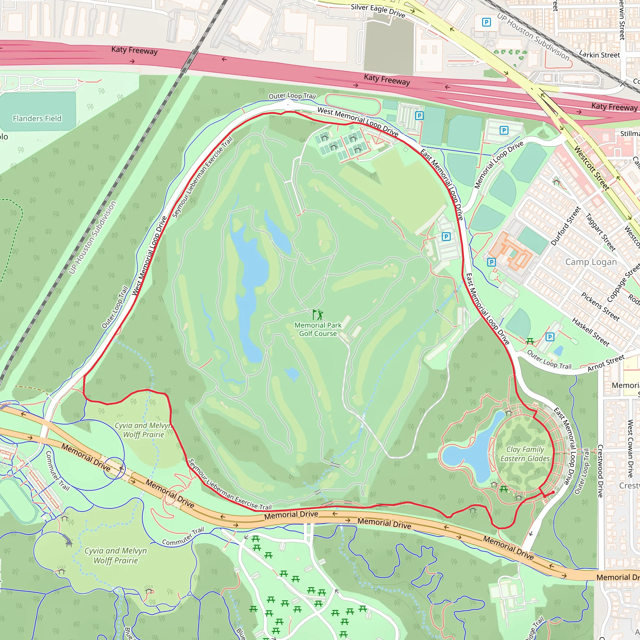 Memorial Park Golf Course Loop mobile static map