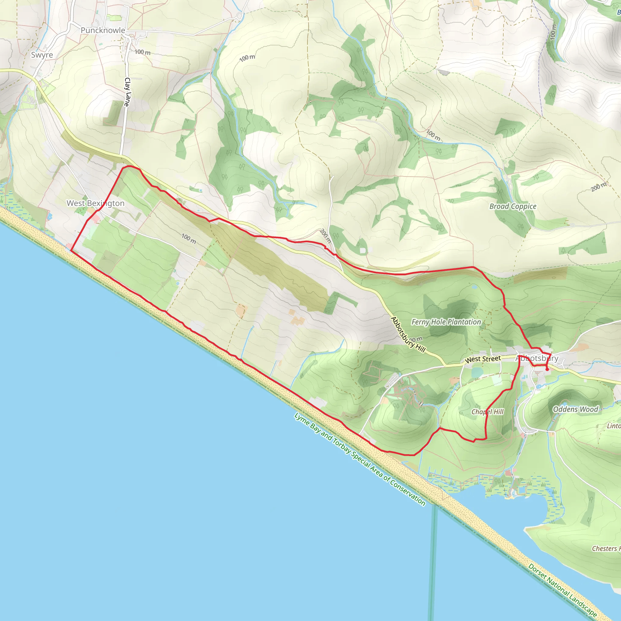 Tulk's Hill via South Dorser Ridgeway and Burton Road mobile static map