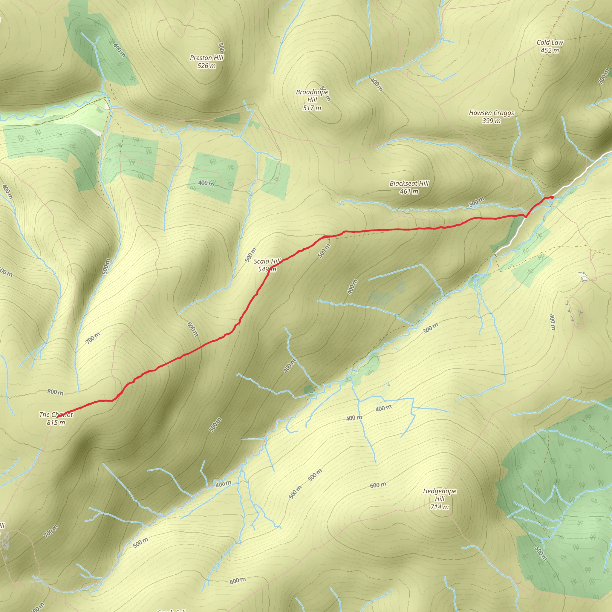 Scald Hill and The Cheviot Walk mobile static map