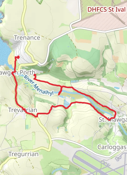 Hike on Tregurrian and Trevarrian Walk mobile static map