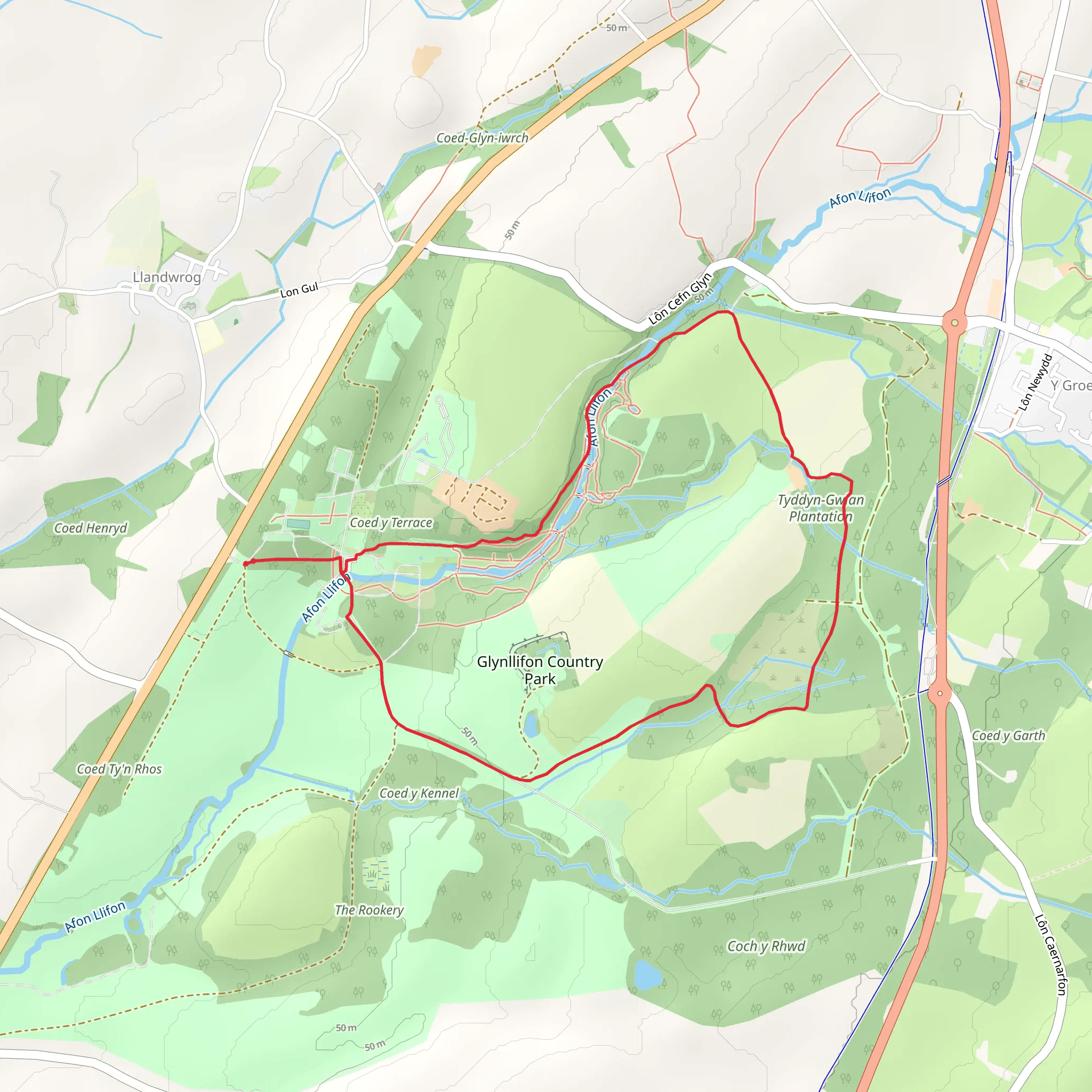 Glynllifon Country Park Loop mobile static map