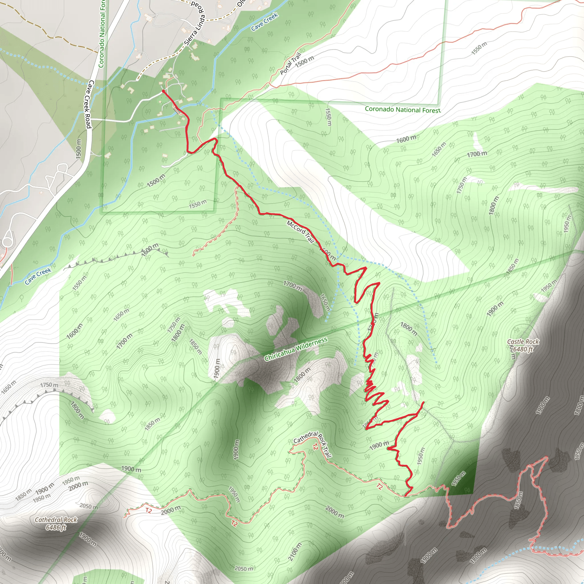 Overlook Saddle via McCord Trail mobile static map