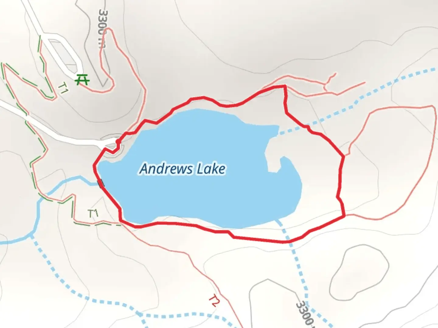 An image depicting the trail Andrews Lake Loop and its surrounding area.
