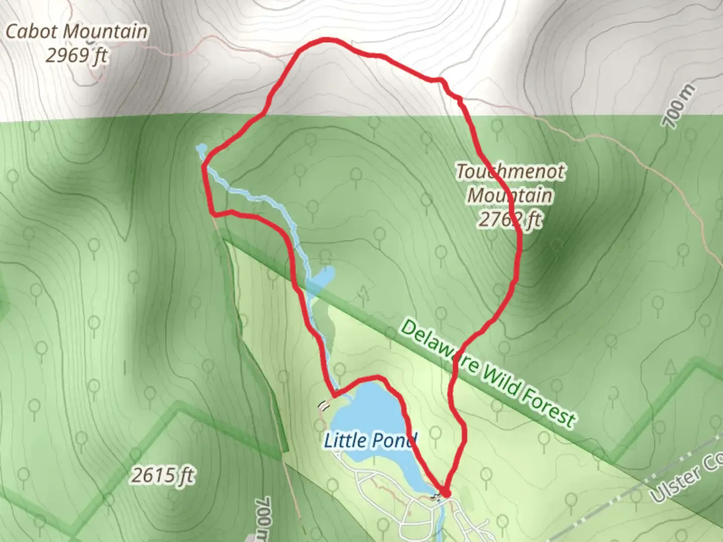 An image depicting the trail Touchmenot Mountain and Little Pond Loop and its surrounding area.