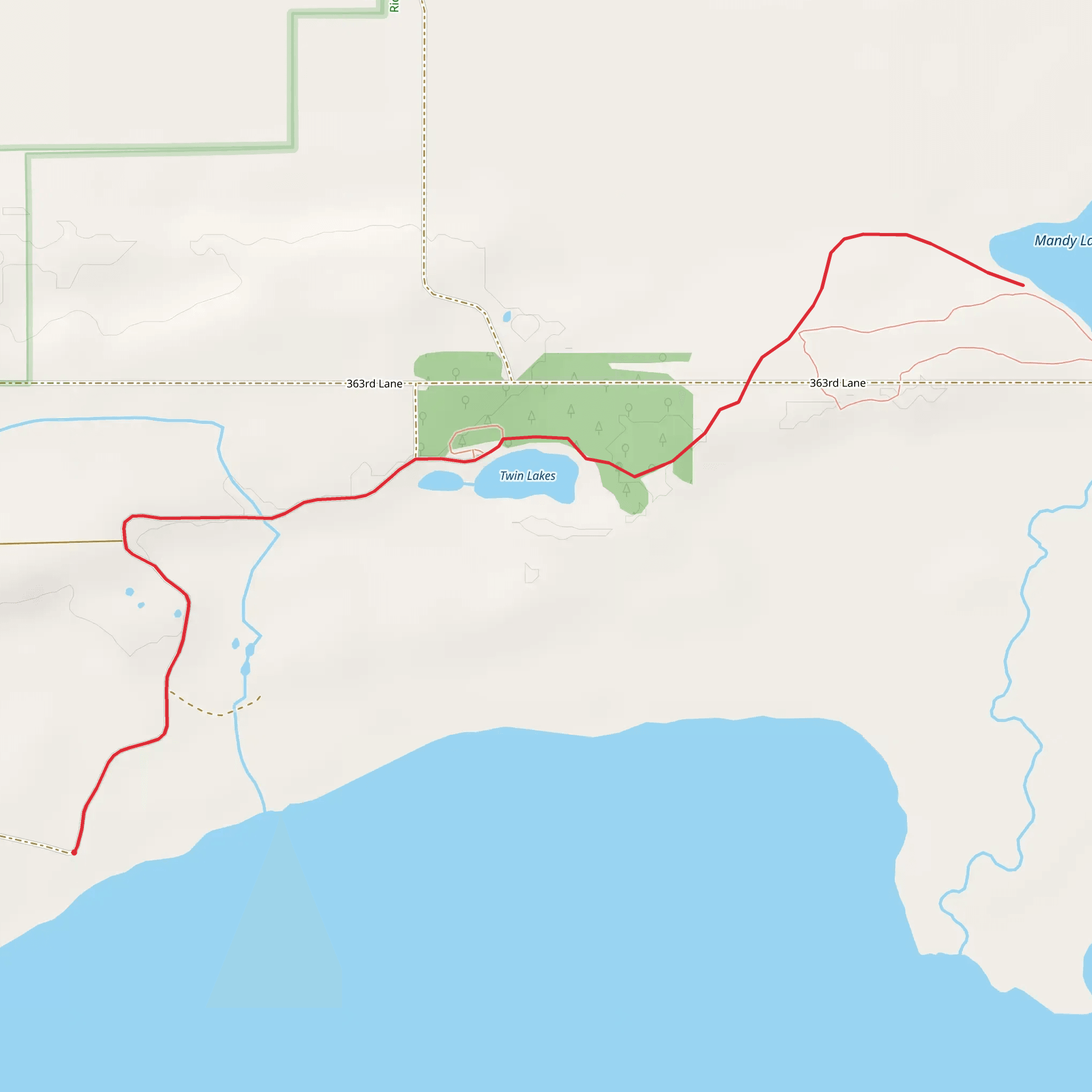 Mandy Lake and Twin Lakes mobile static map