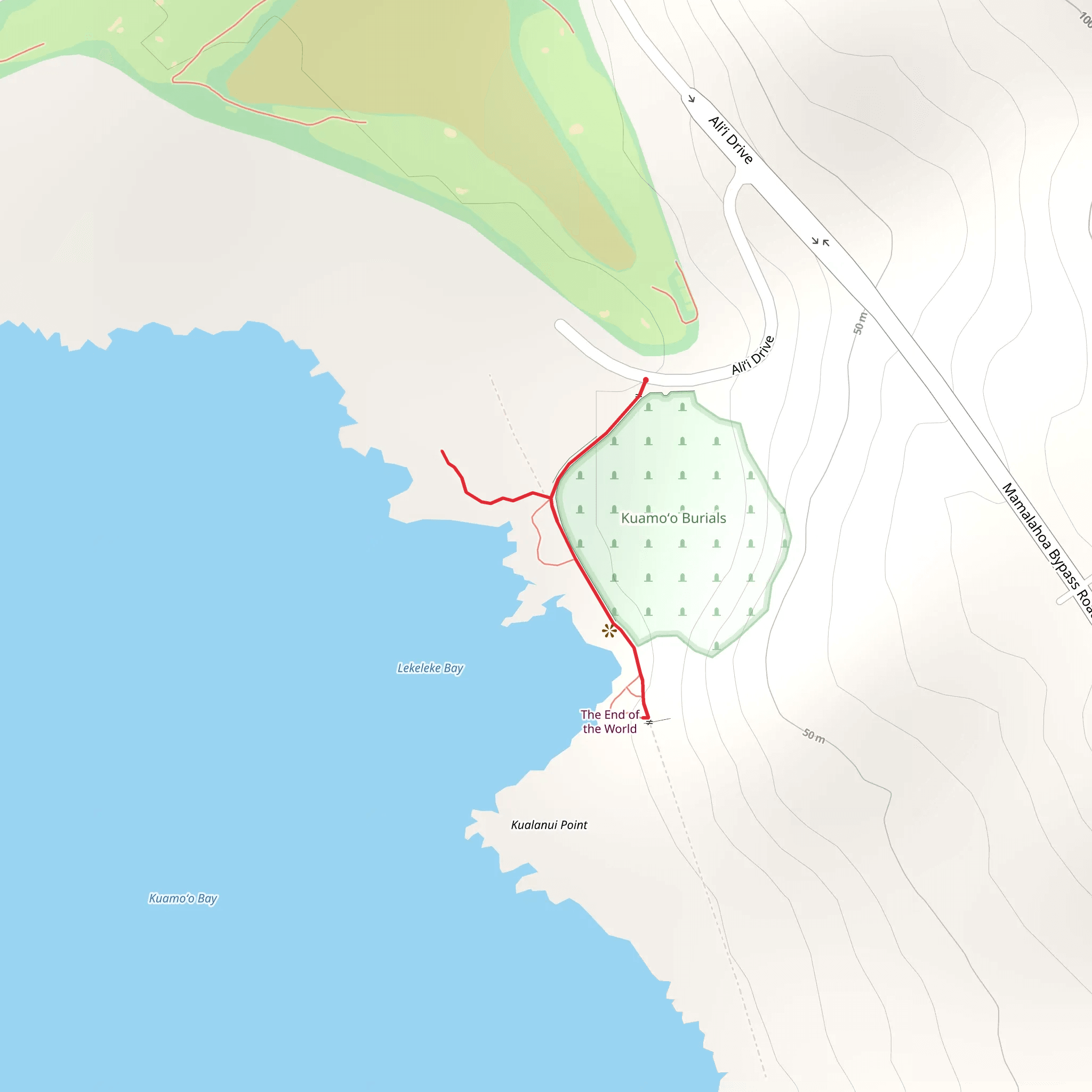 Kuamoʻo Burials mobile static map