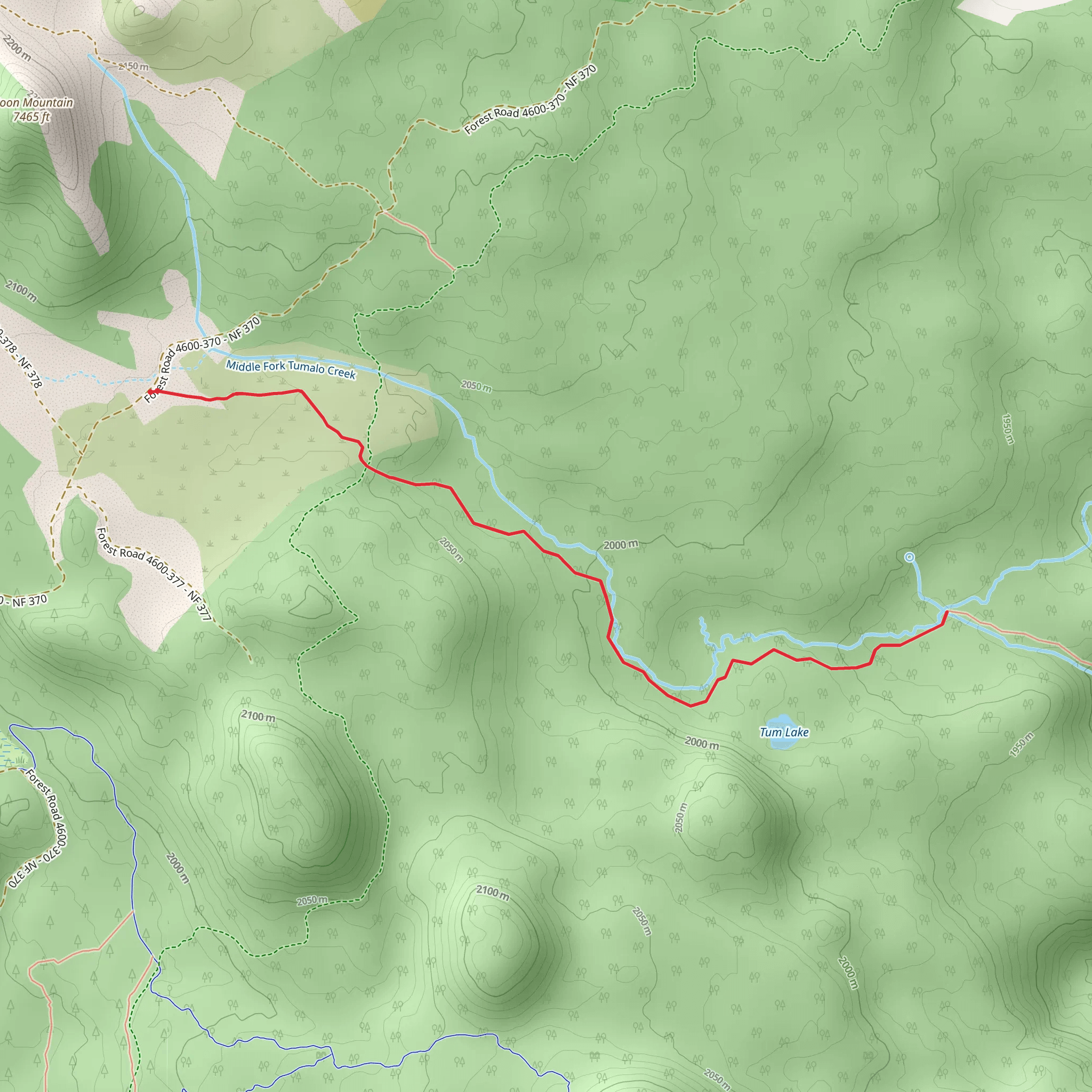 Middle Fork Tumalo Creek via Bridge Creek Trail mobile static map