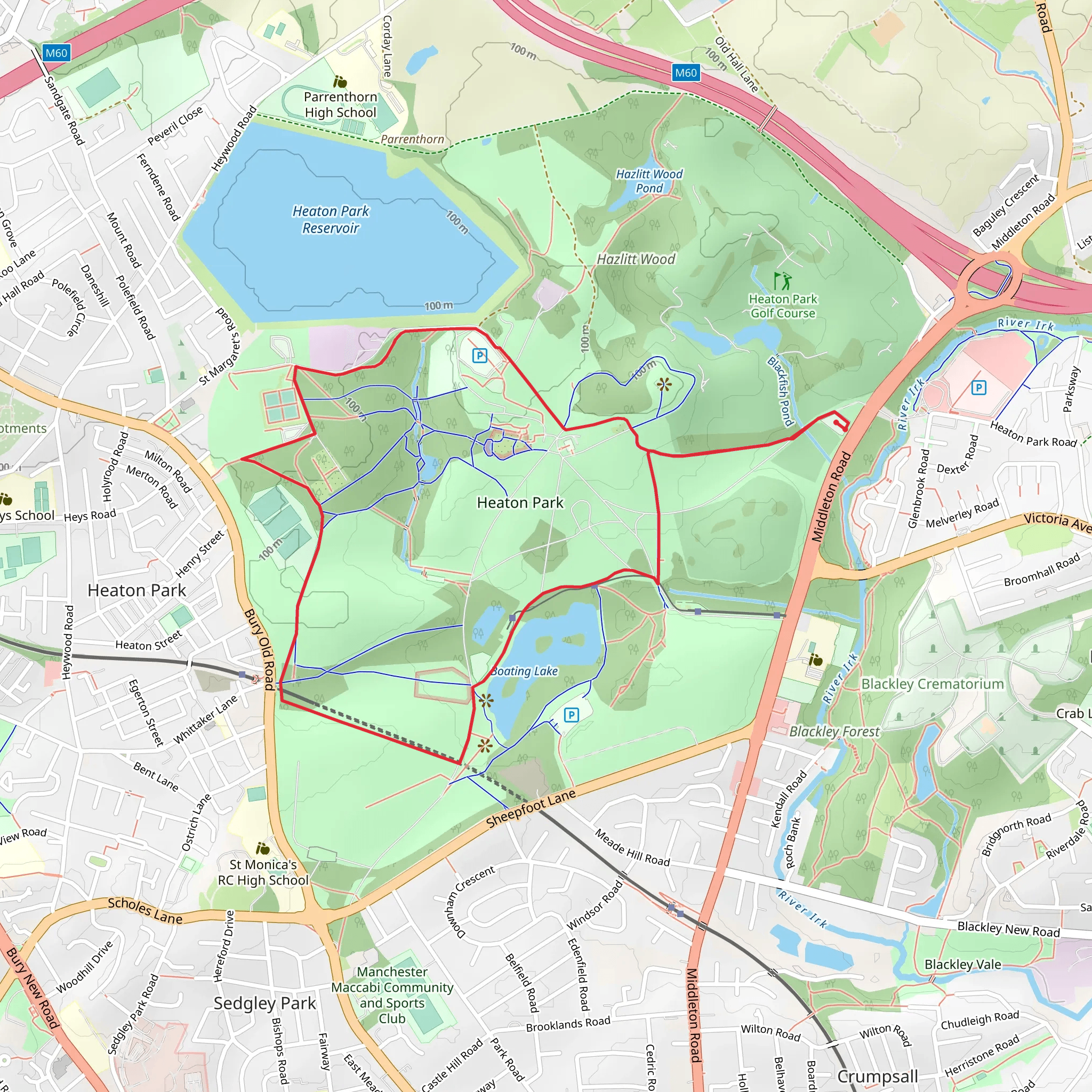 Heaton Park Loop mobile static map