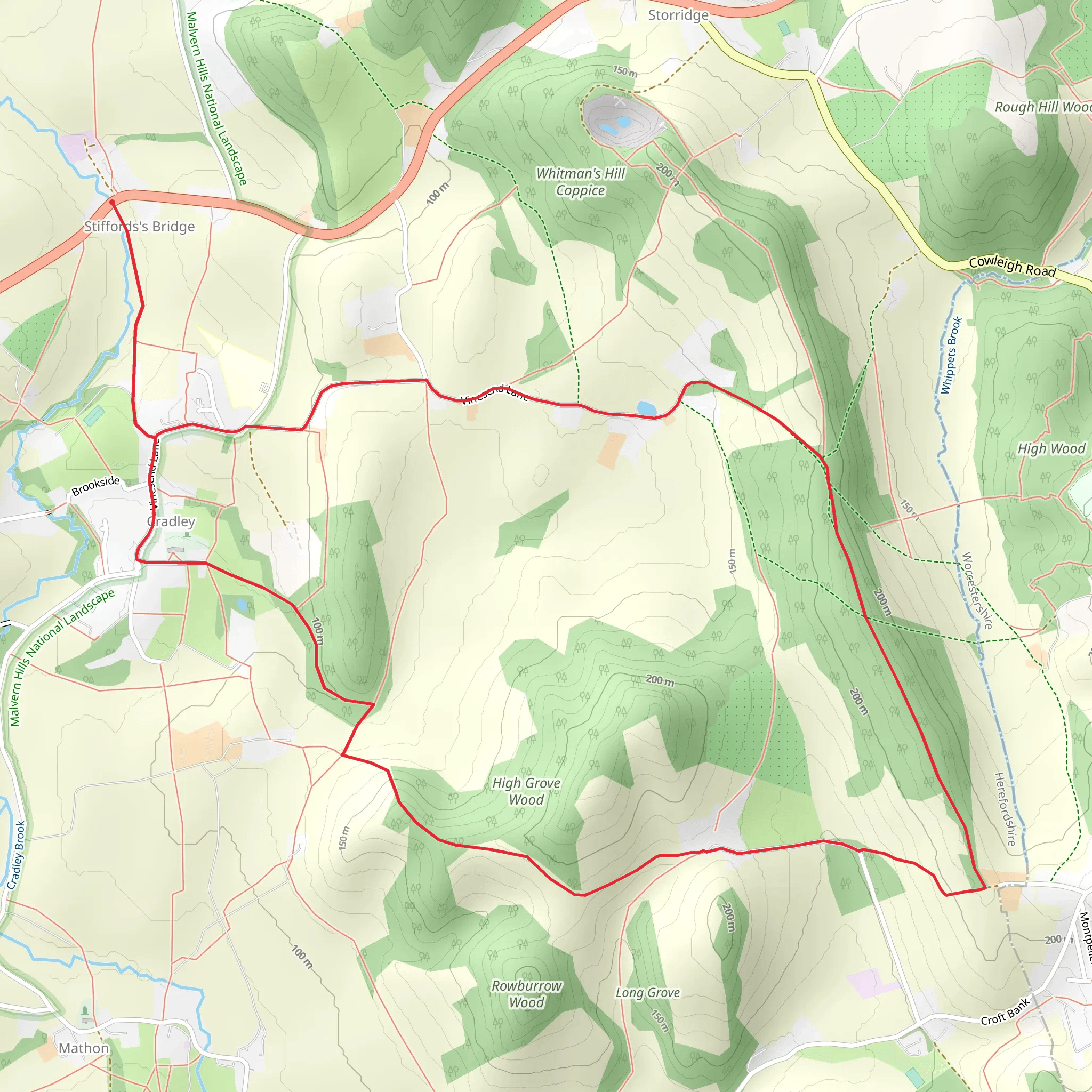 High Grove Wood Loop - Stiffords's Bridge mobile static map