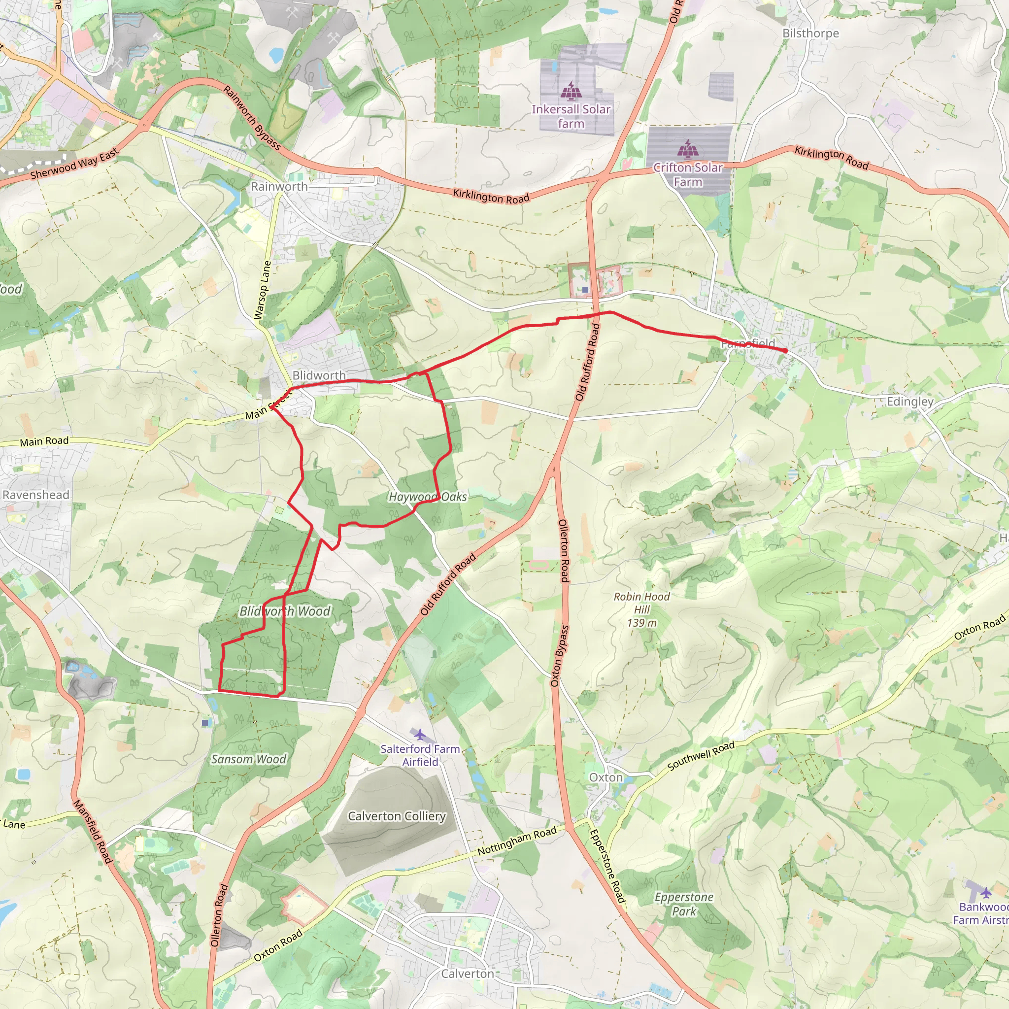 Blidworth Wood via Robin Hood Way mobile static map