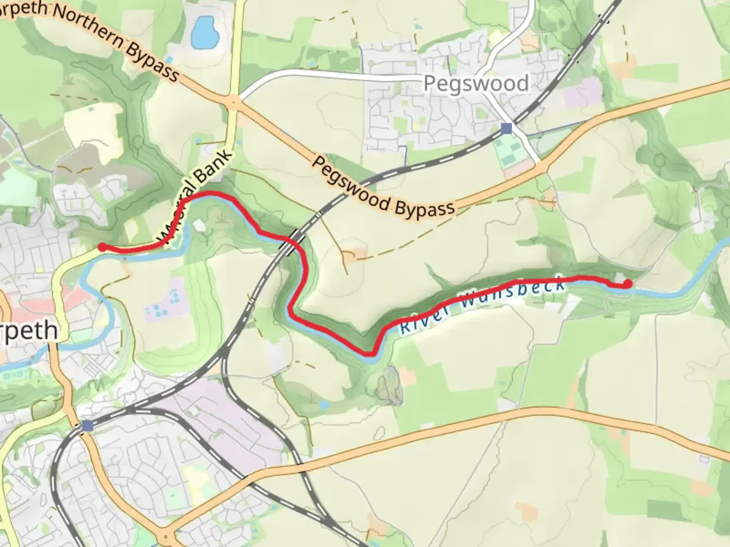 An image depicting the trail River Wansbeck Streamside Walk - Morpeth and its surrounding area.