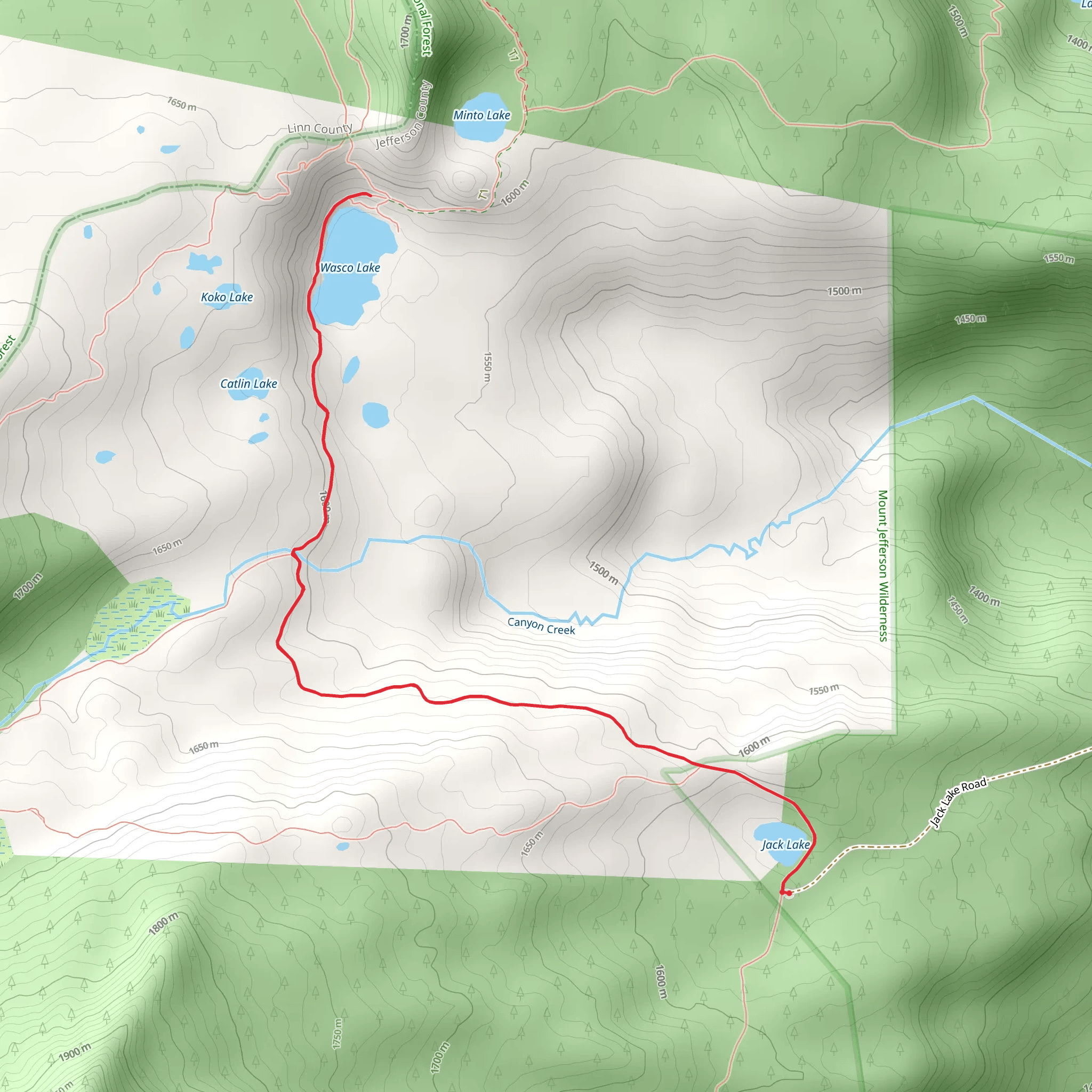 Jack Lake to Wasco Lake mobile static map