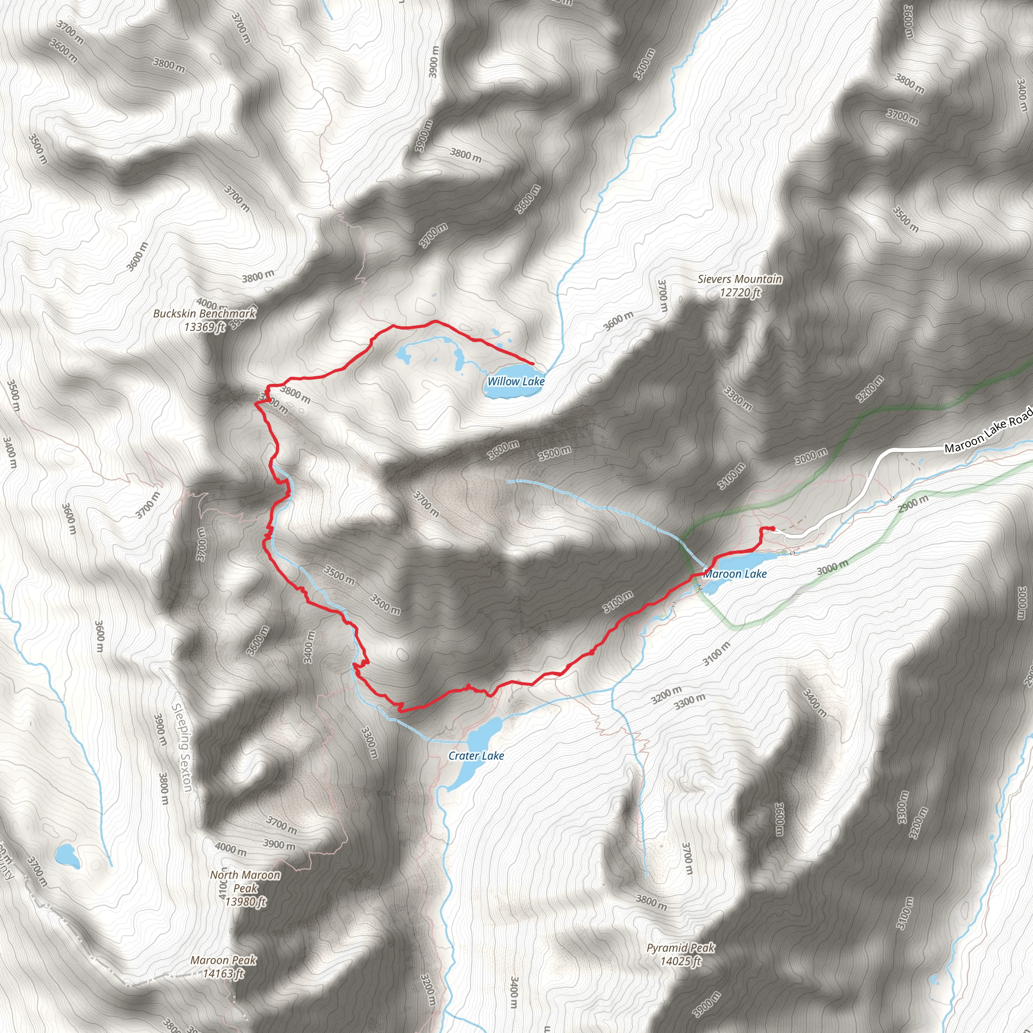 Willow Lake from Maroon Lake Trail mobile static map