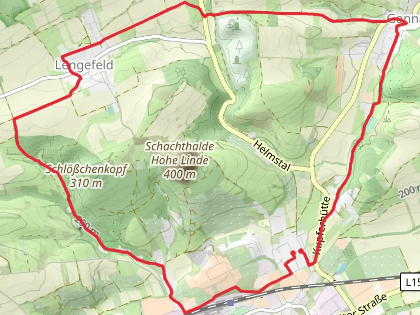 An image depicting the trail Lengefelder Weg and Harzklub Weg and its surrounding area.