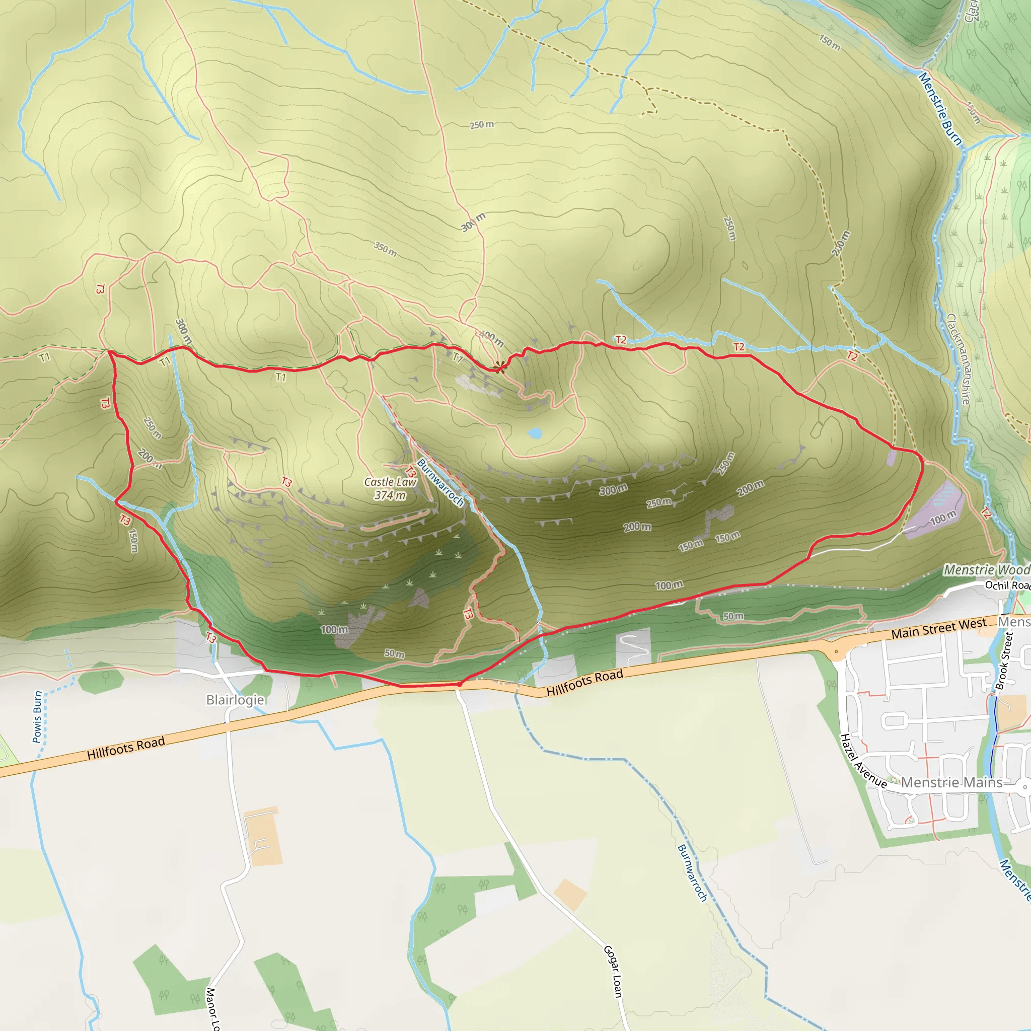 Dumyat Hill from Blairlogie mobile static map