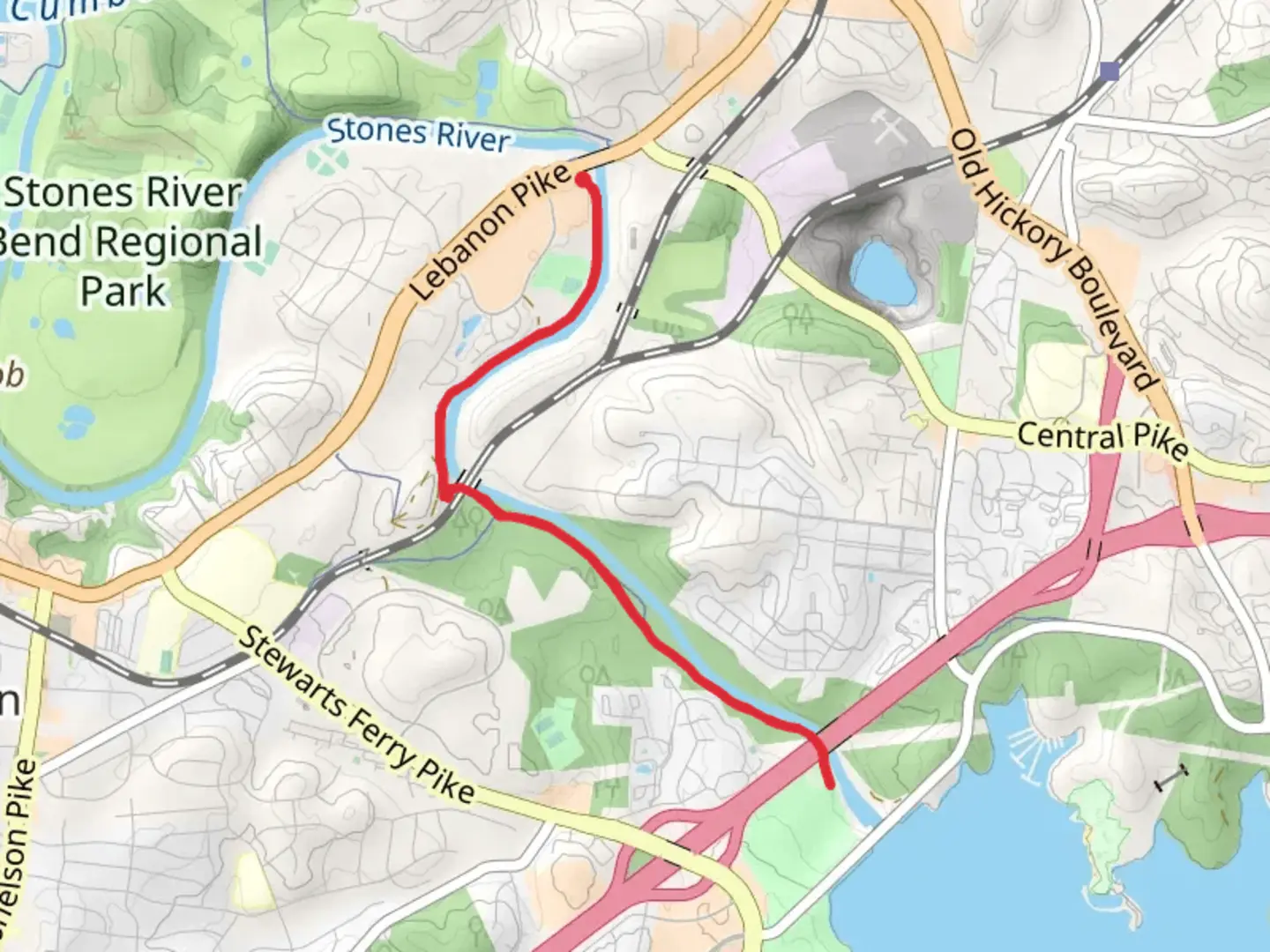 An image depicting the trail Stones River and its surrounding area.