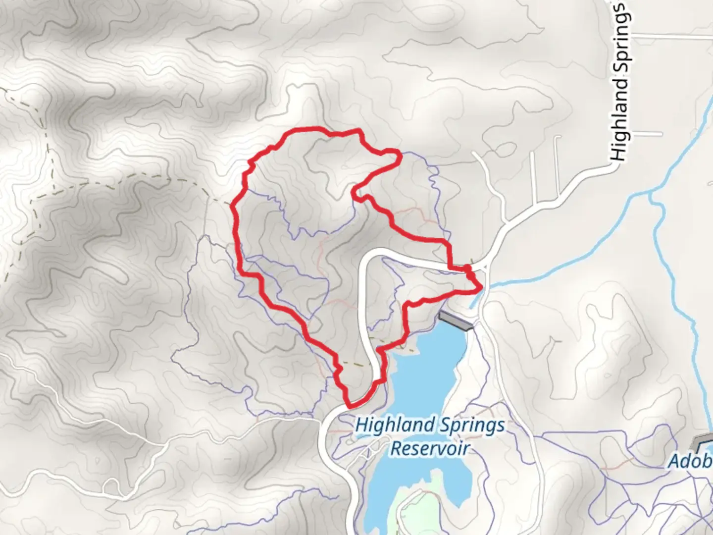 An image depicting the trail Boot Hill, Knee Knocker and Clinton Way Loop and its surrounding area.