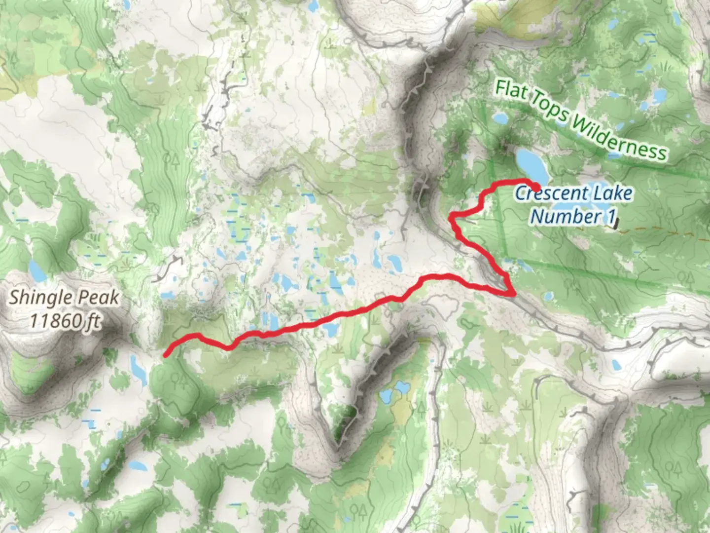 An image depicting the trail Turret - Crescent Trail and its surrounding area.