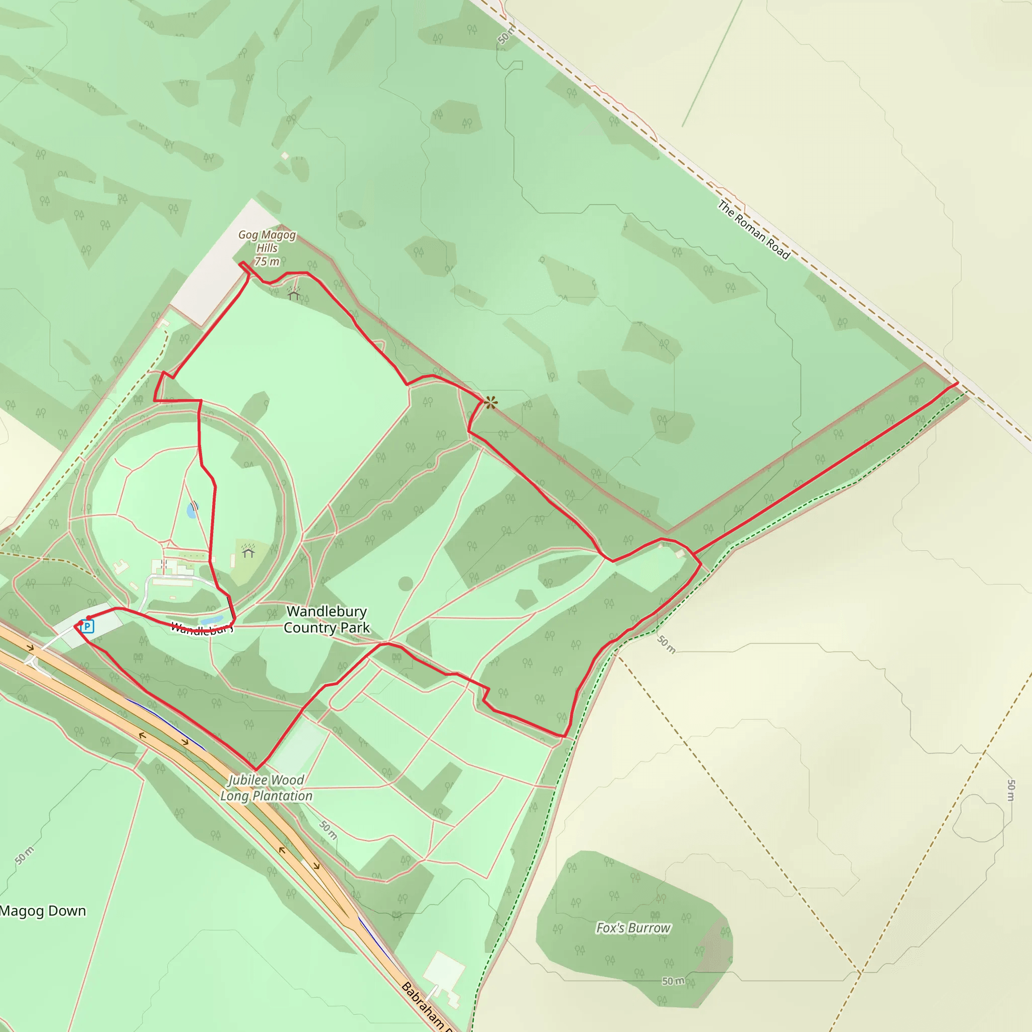 Wandlebury Country Park Circular Walk mobile static map