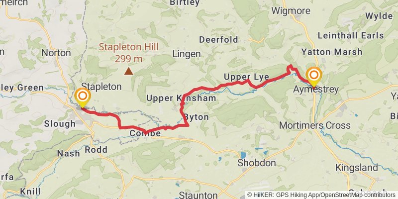 Riverside Walk from Aymestrey stage 7 Map