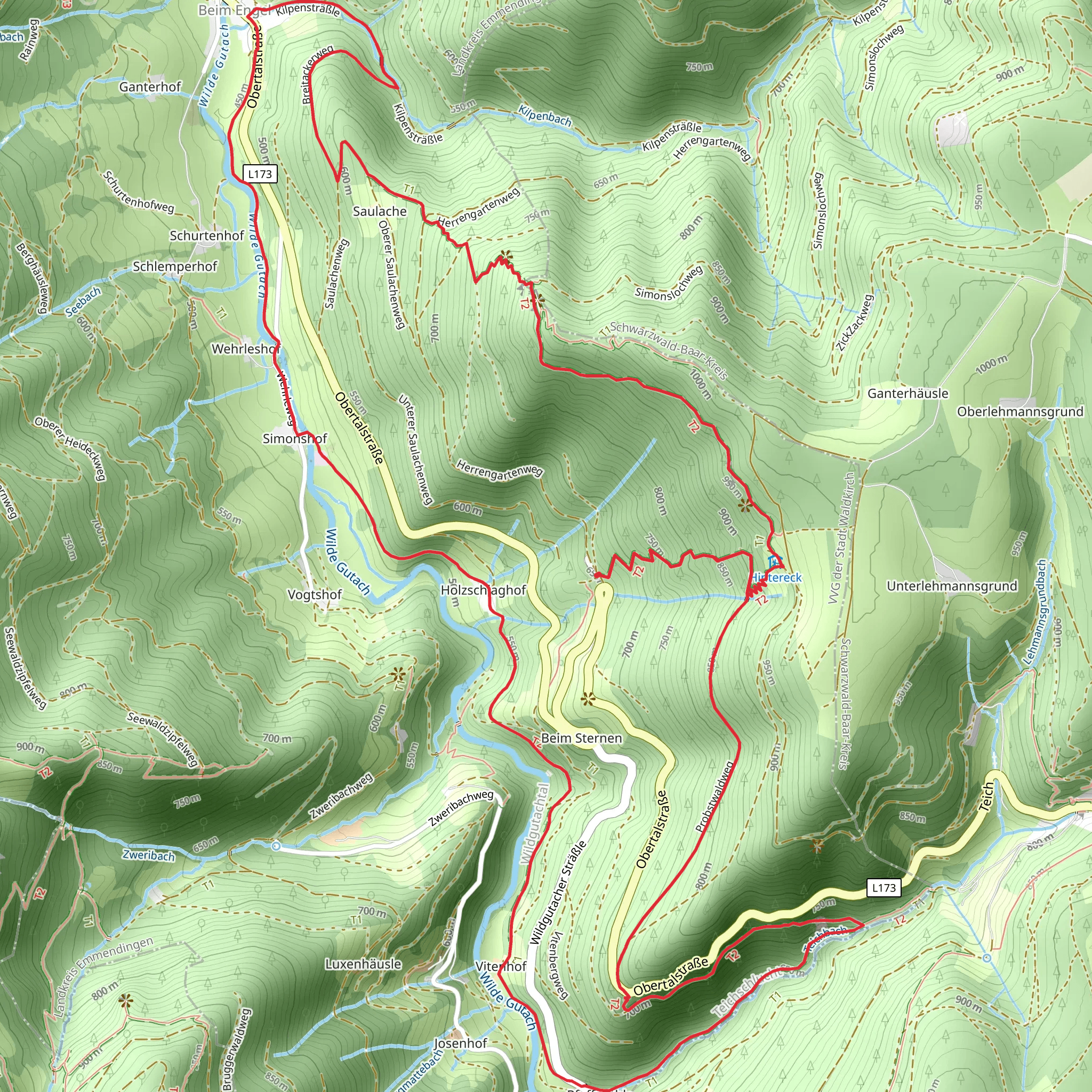 Wildsaupfad and Obersimonswald Engel Loop mobile static map