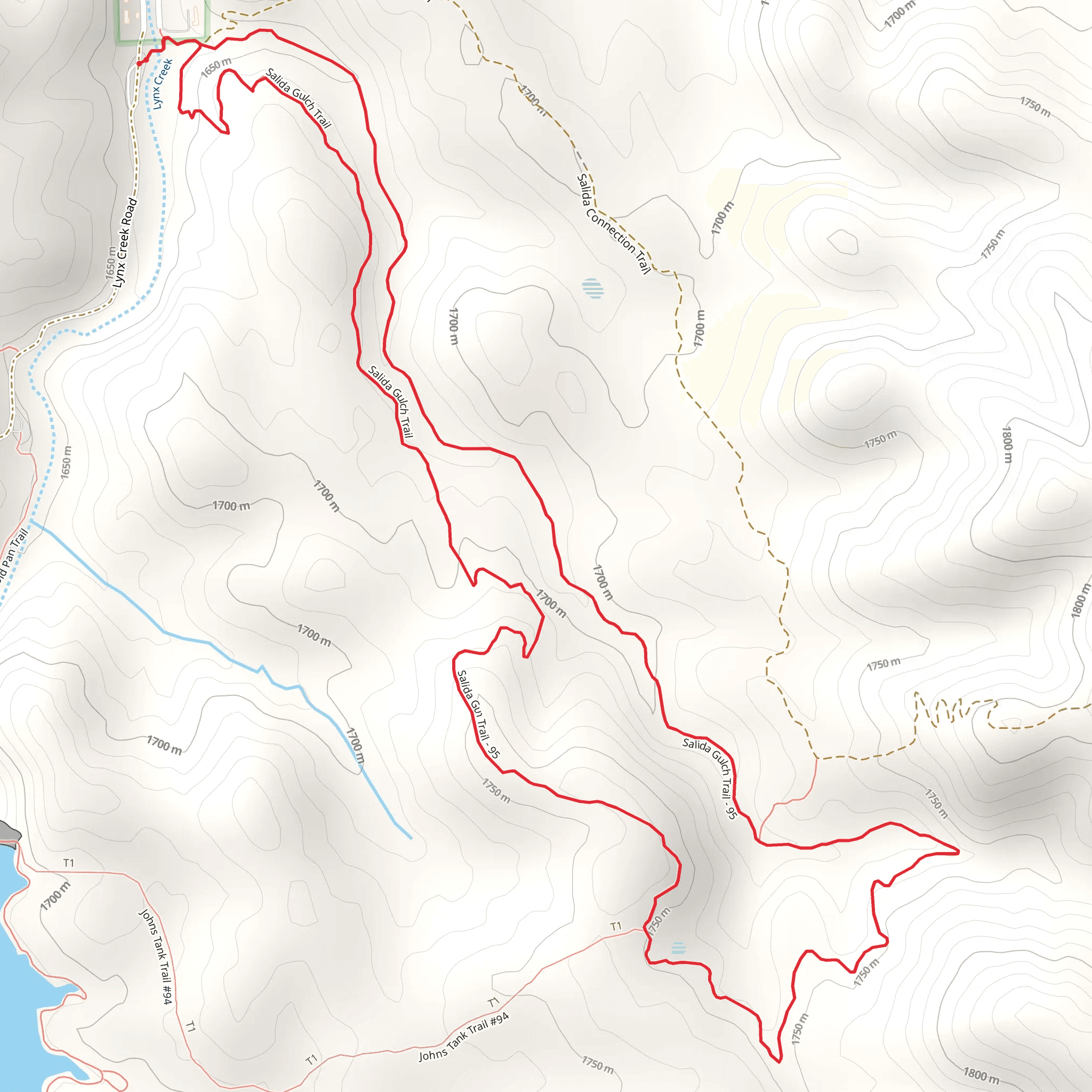 Salida Gulch Trail mobile static map