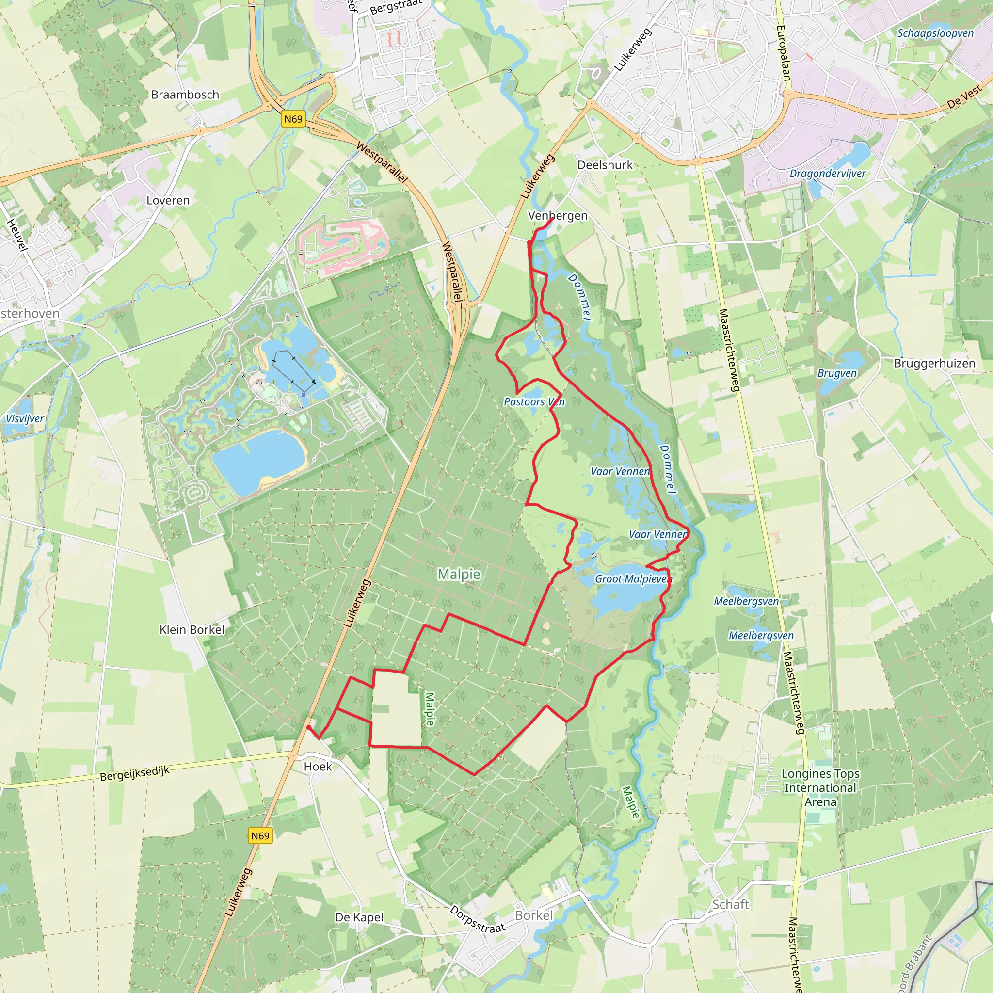 Groot Malpieven, Var vennen and Molenven Loop mobile static map