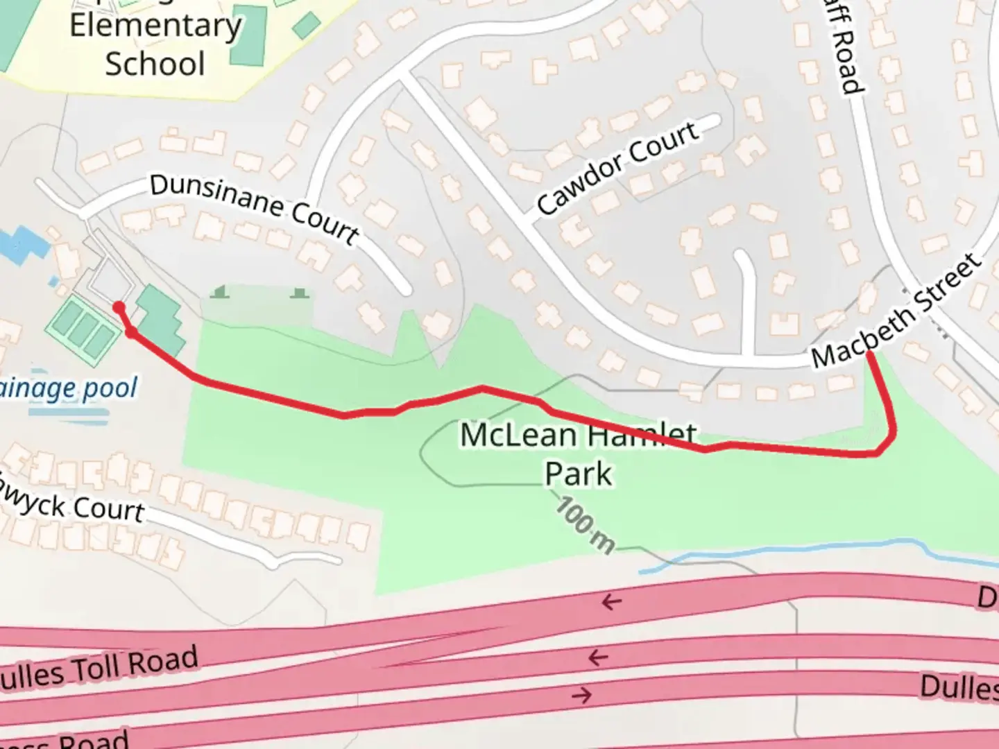 An image depicting the trail McLean Hamlet Park and its surrounding area.