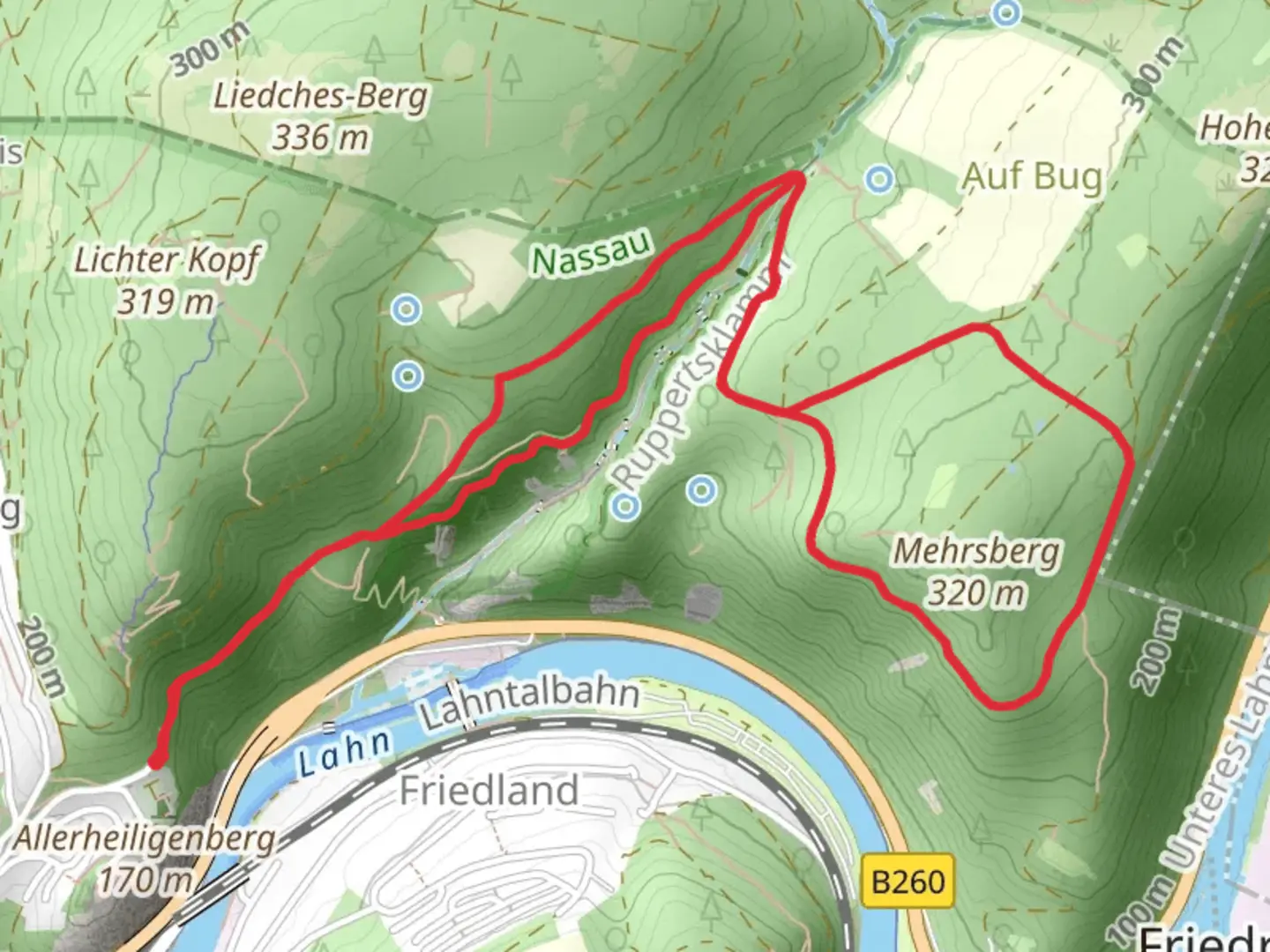 An image depicting the trail Rundwanderweg B and B1 and its surrounding area.