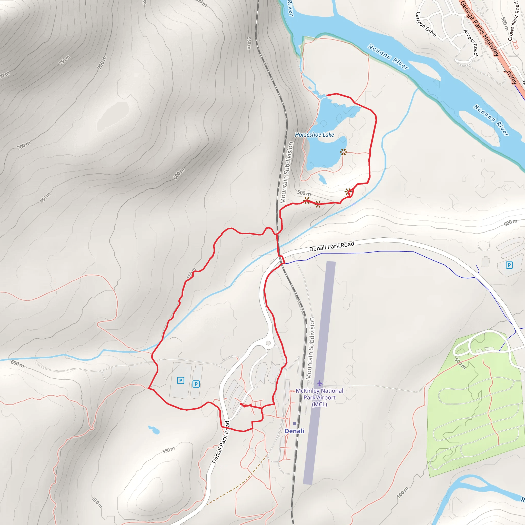 Horseshoe Lake and Taiga Loop Trail mobile static map