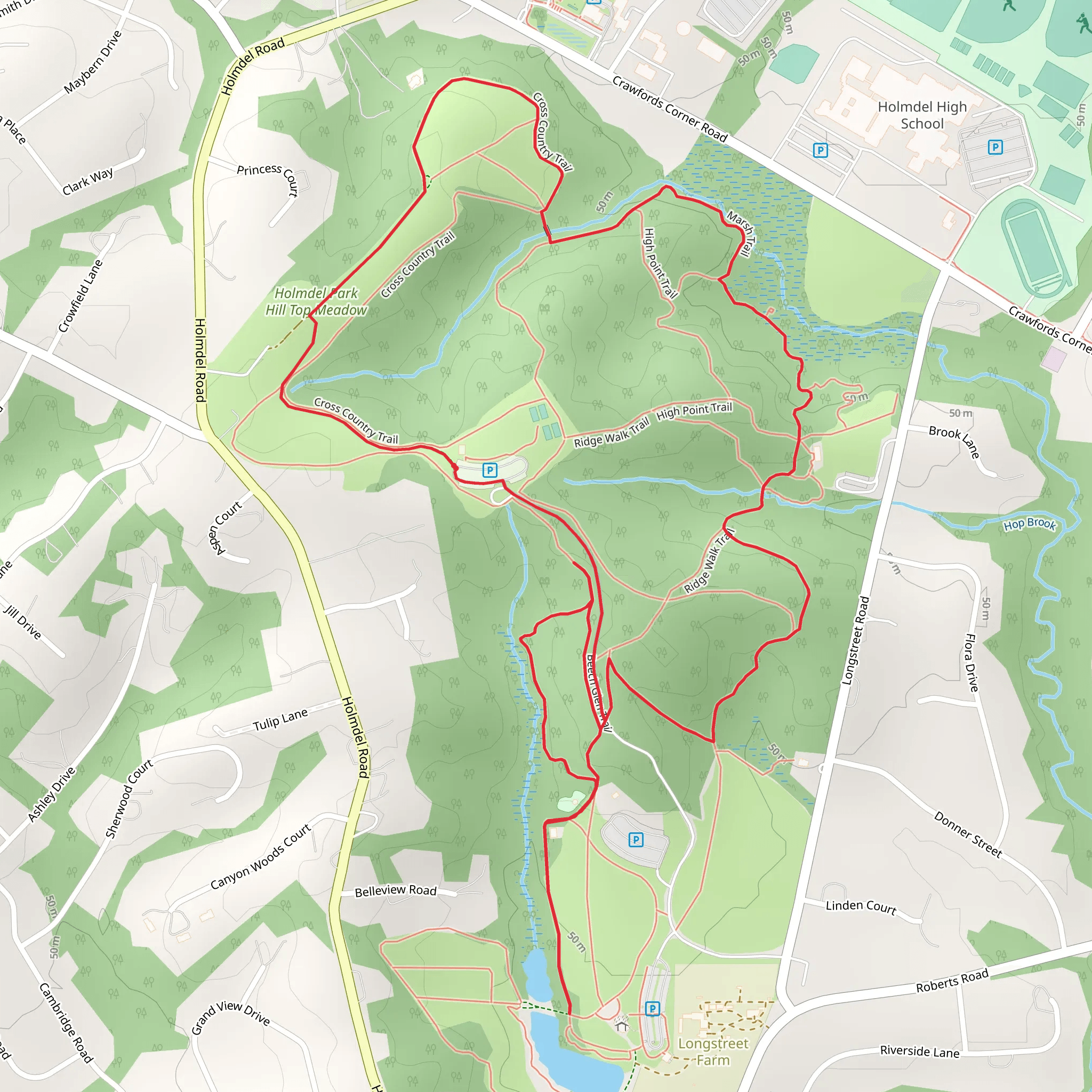 Holmdel Park Loop mobile static map