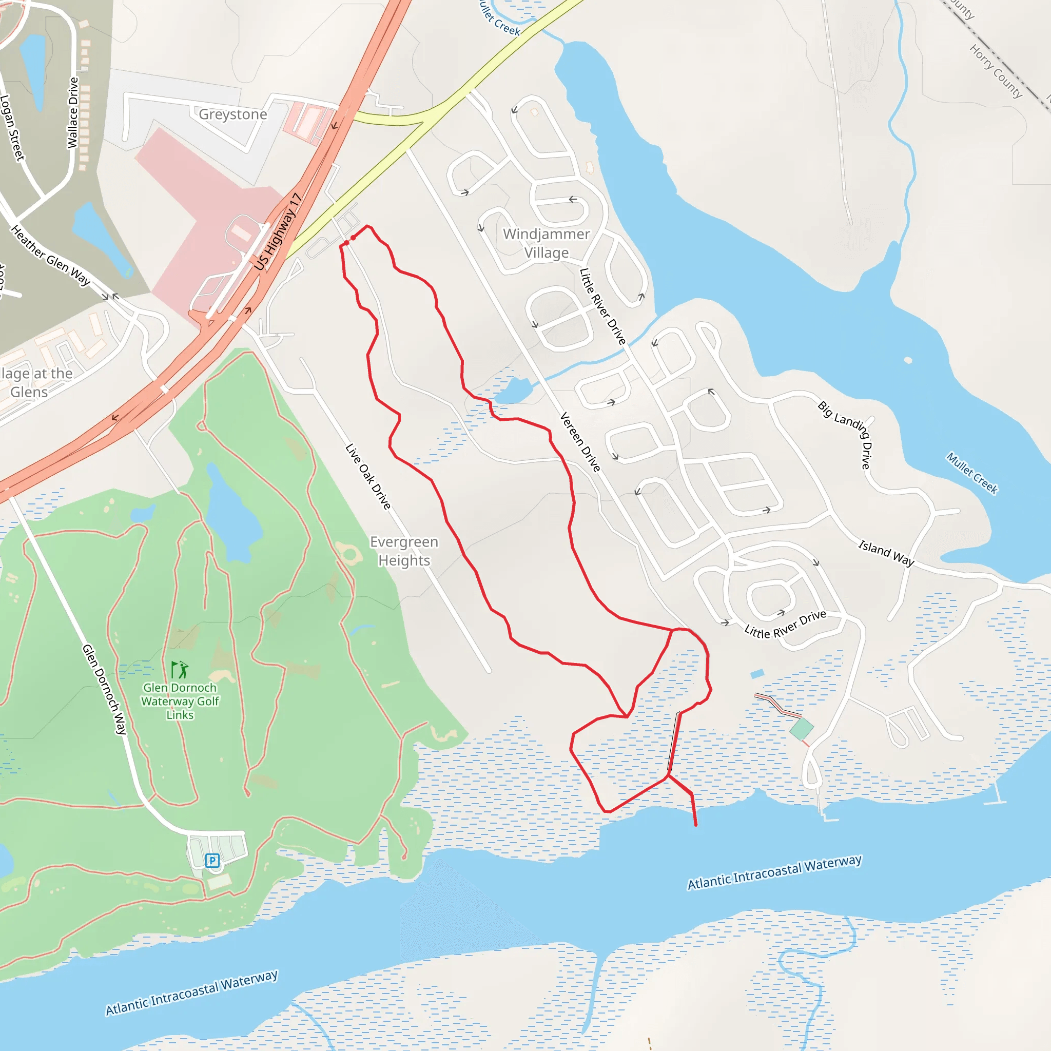 Loop around Atlantic Intracoastal Waterway mobile static map