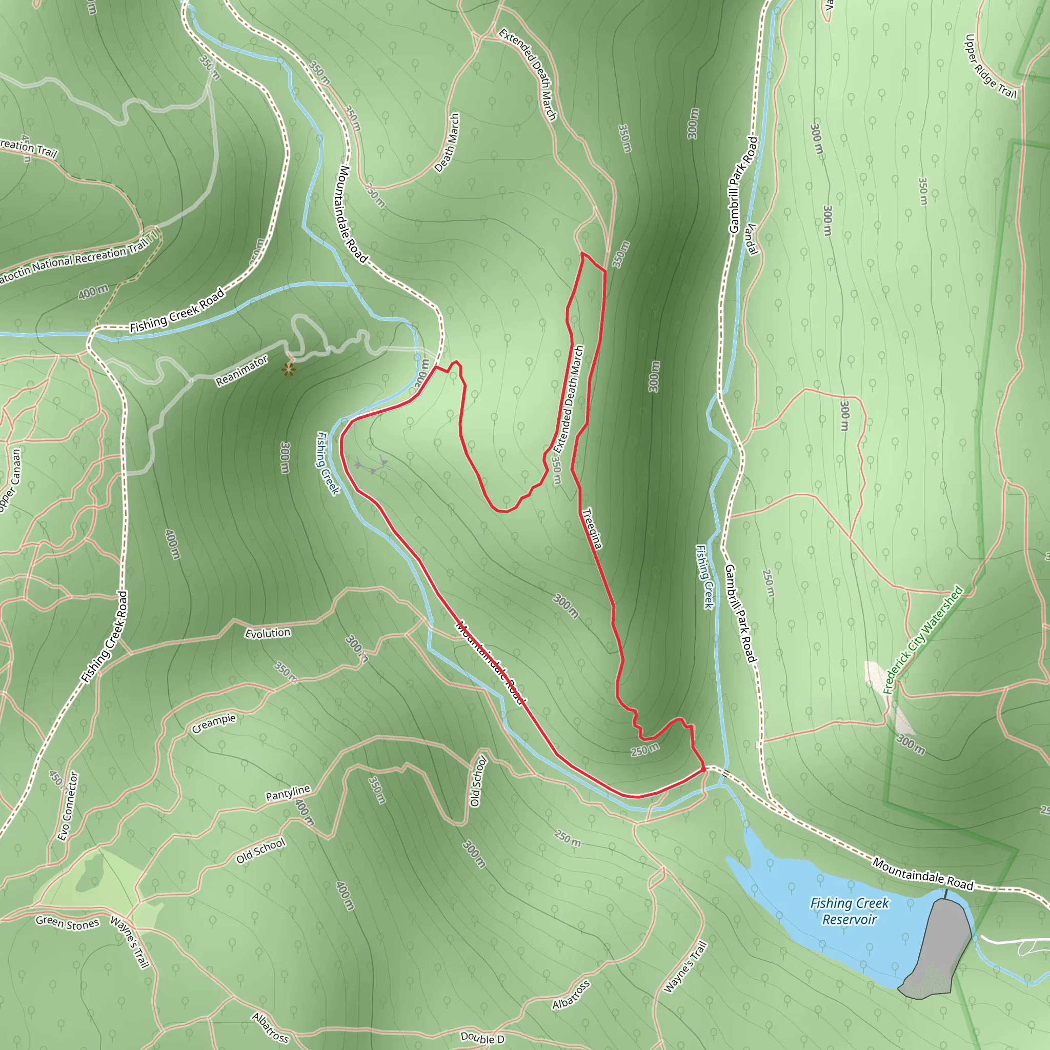 Mountaindale Road, Extended Death March and Treegina Loop mobile static map