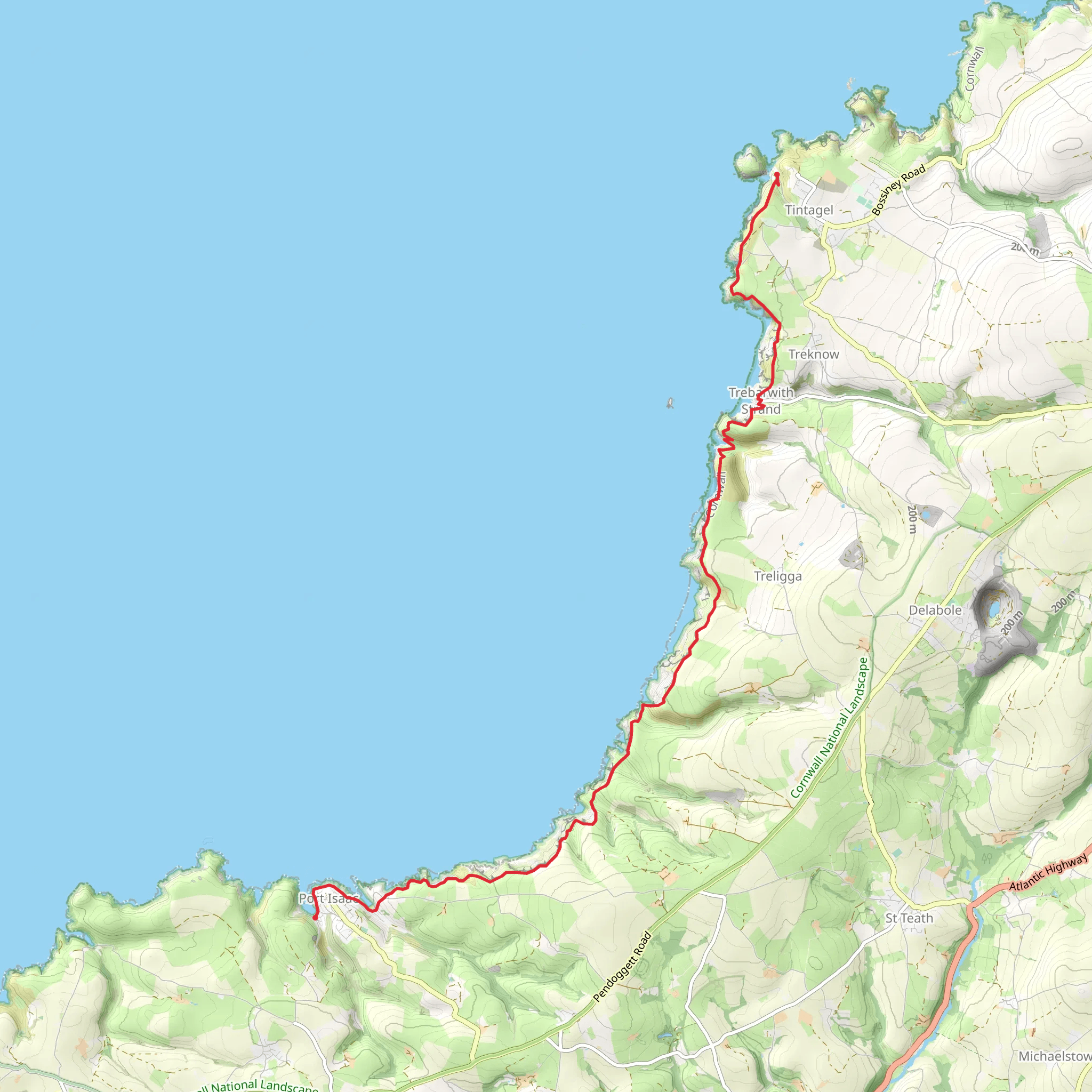 Tintagel to Port Isaac Walk mobile static map