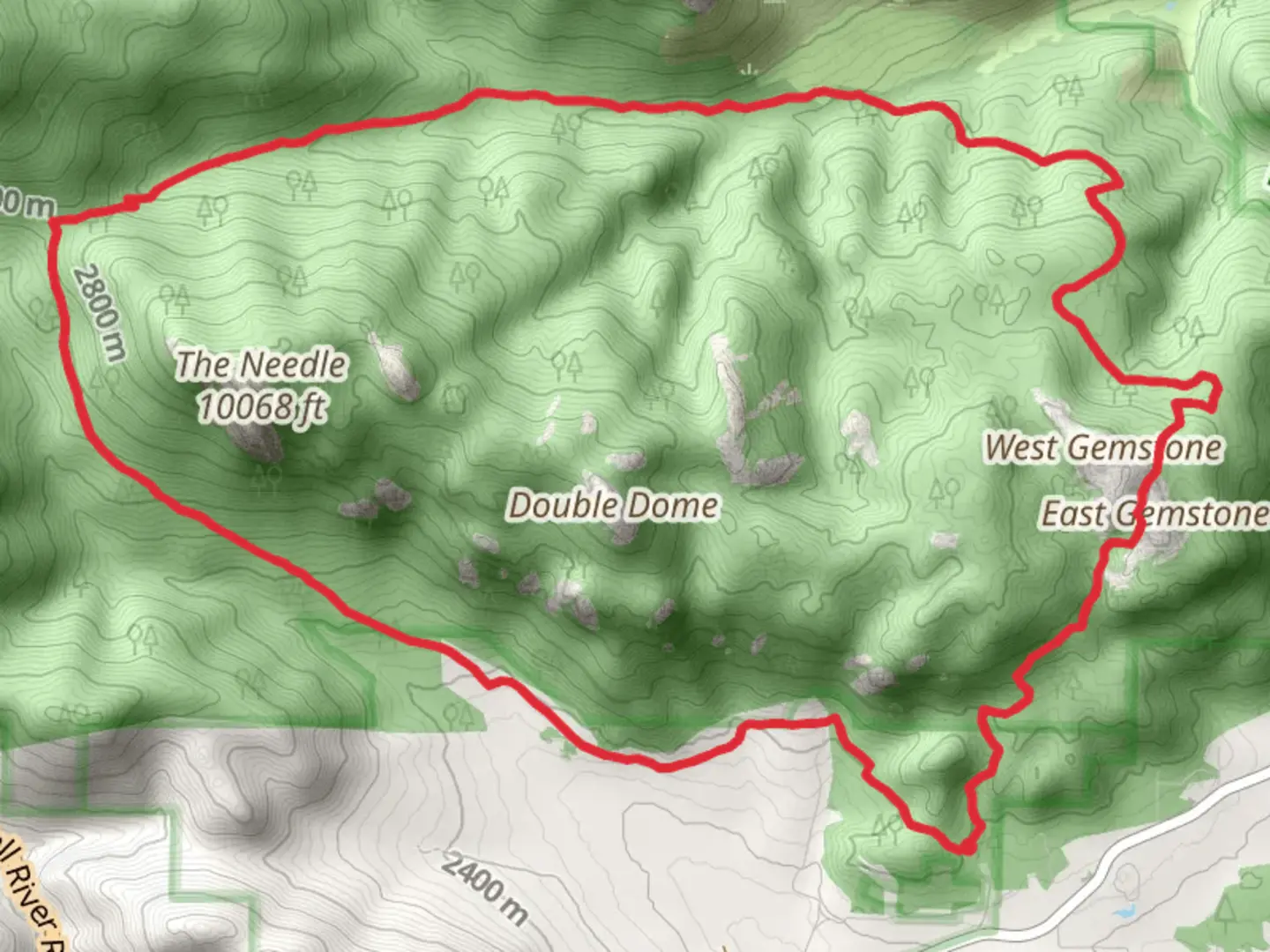 An image depicting the trail East Gemstone via Black Canyon Creek Trail and its surrounding area.
