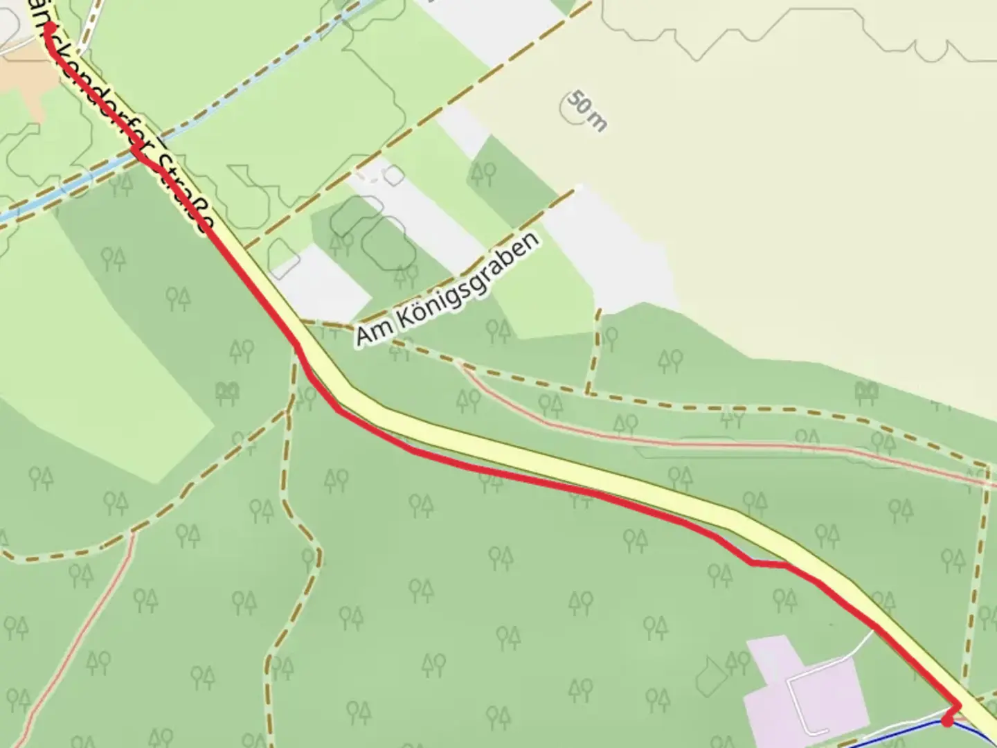 An image depicting the trail Jänickendorfer Straße Point to Point and its surrounding area.
