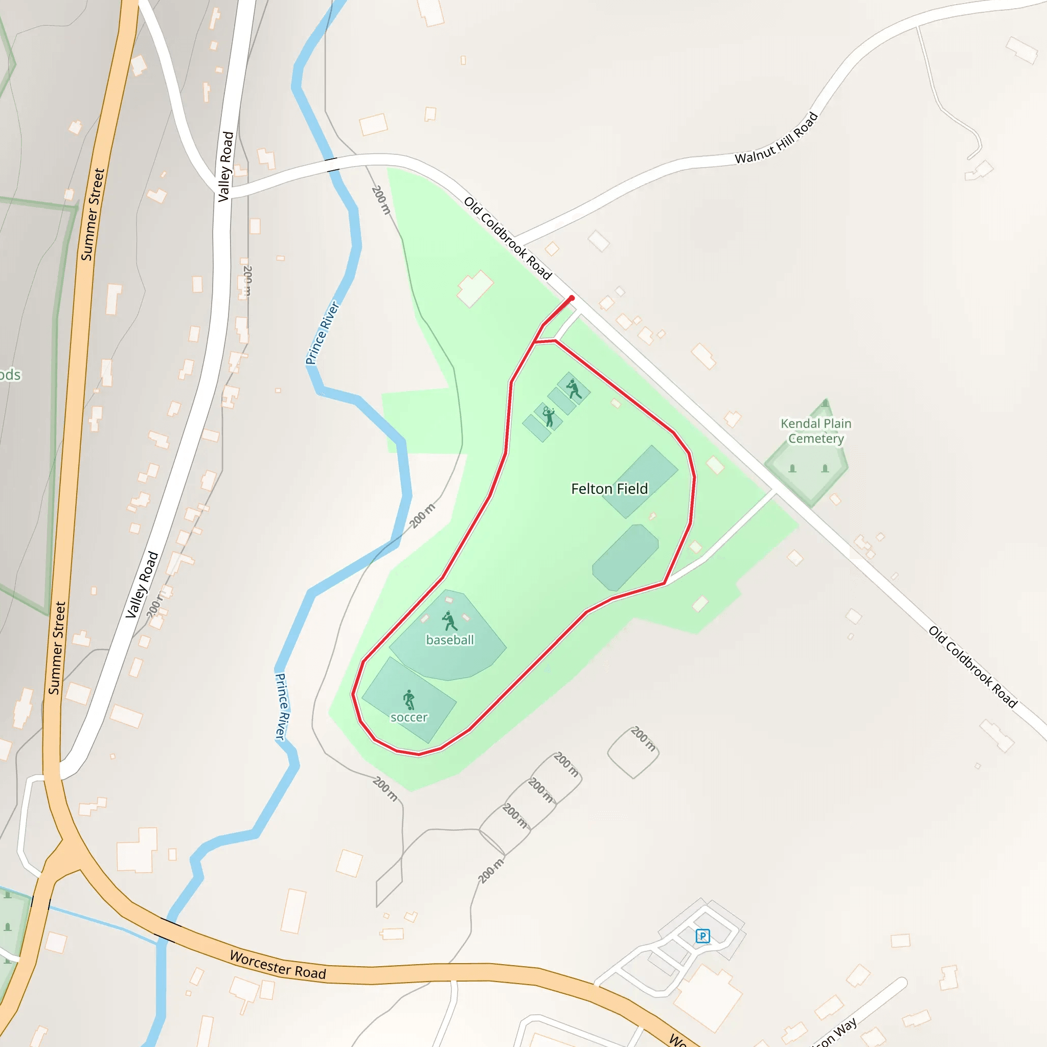Felton Field Loop from Old Coldbrook Road mobile static map