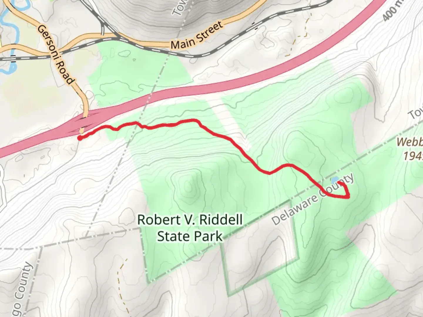 An image depicting the trail Mud Lake from Gersoni Road and its surrounding area.