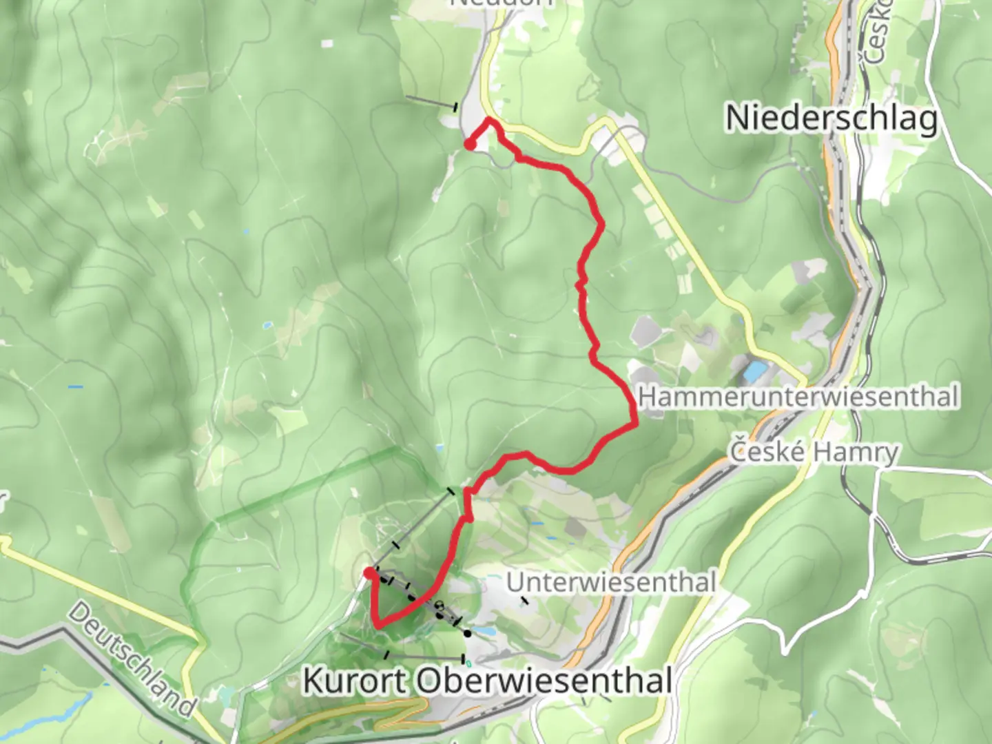 An image depicting the trail Fichtelberglauf and Sylke Otto Tour and its surrounding area.