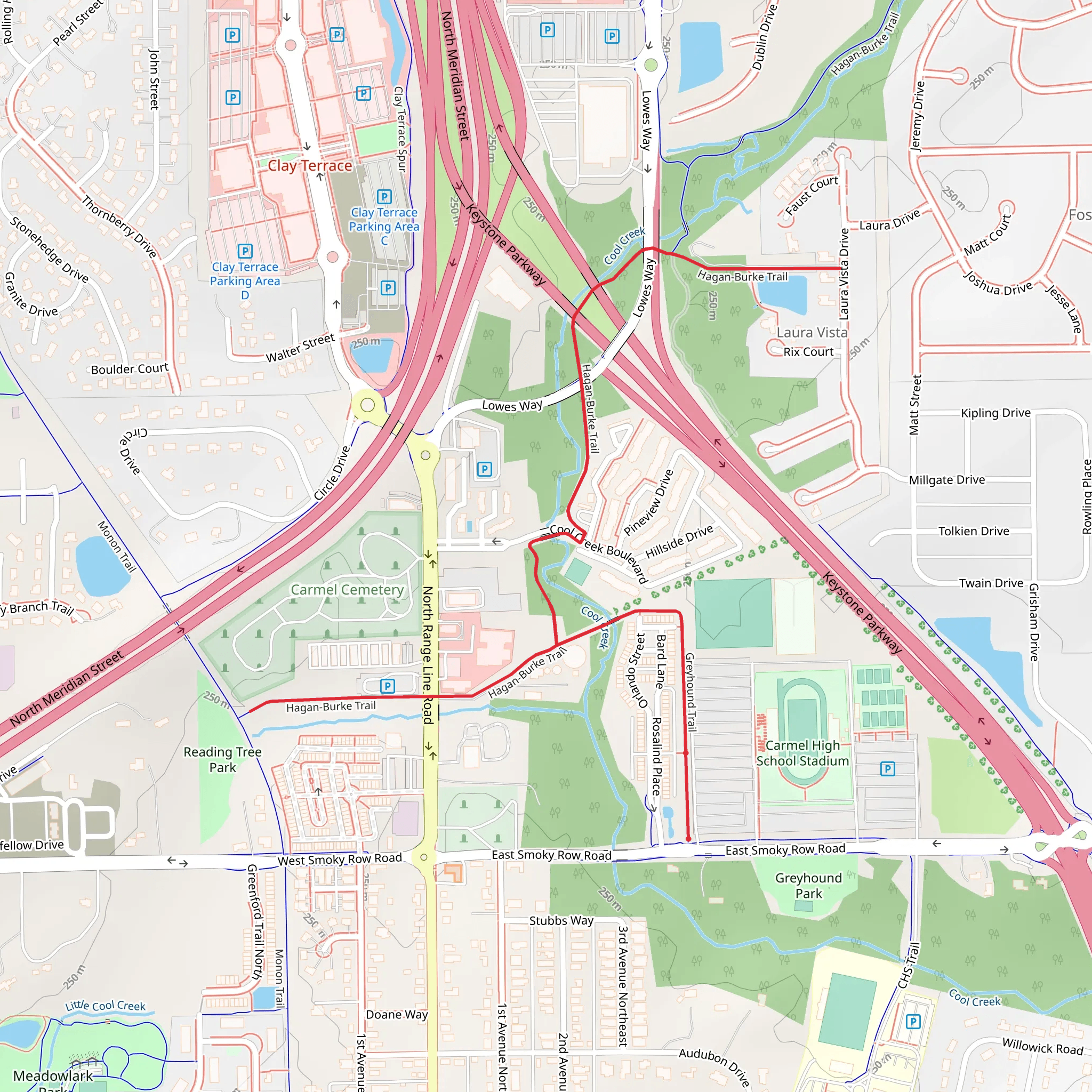 Greyhound Trail and Hagan Burke Trail mobile static map