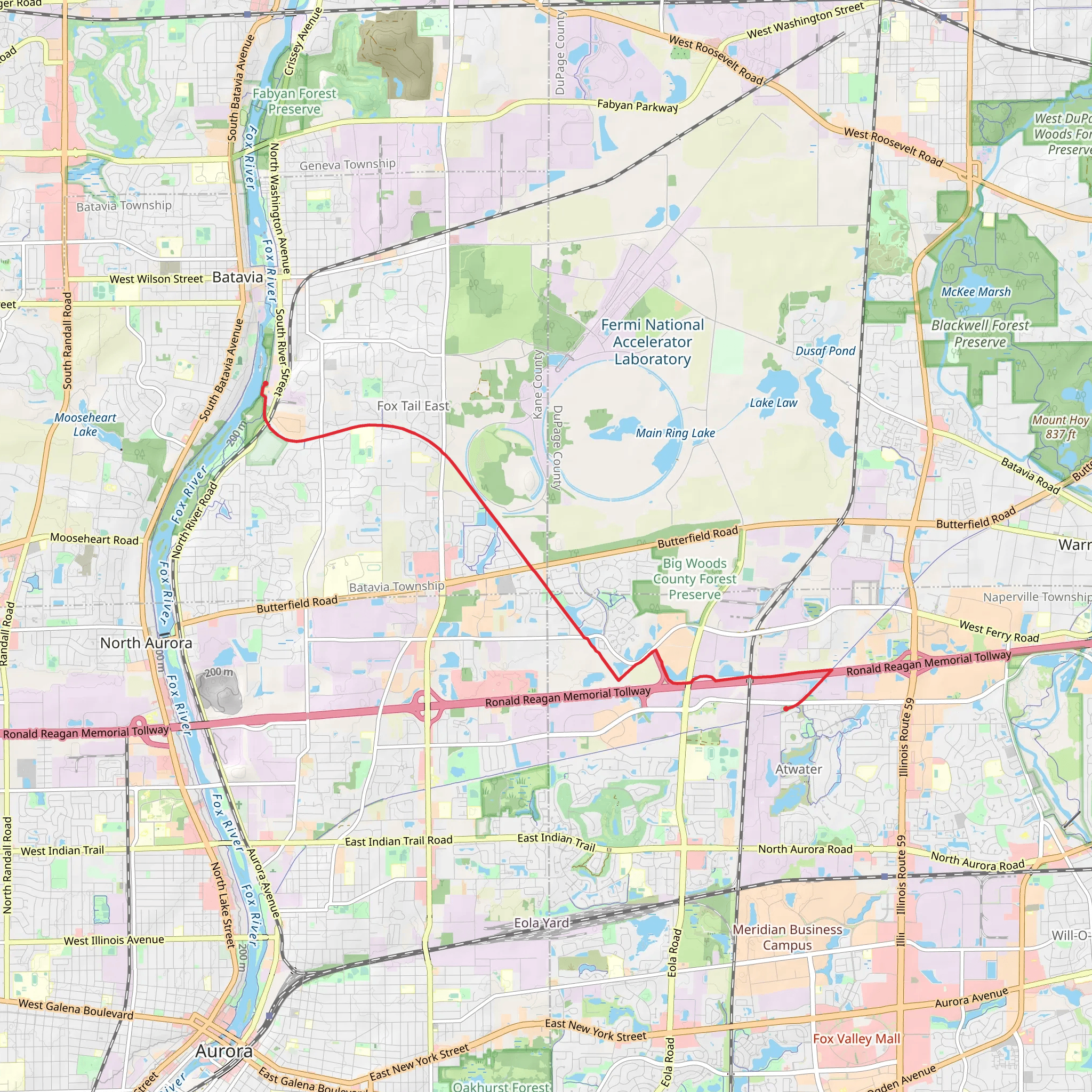 Fox river Trail and Illinois Prairie Path Batavia Spur mobile static map