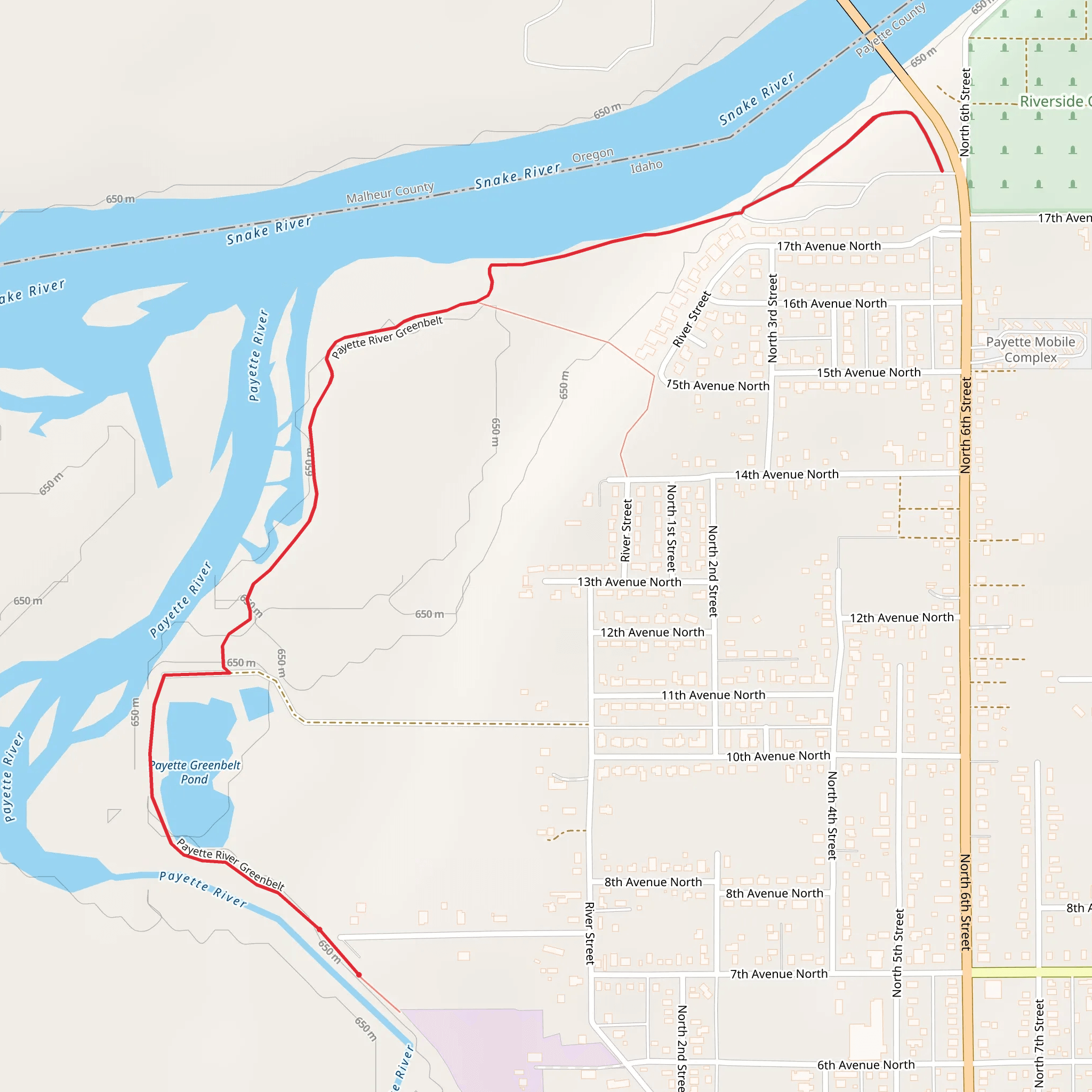 Payette River Greenbelt mobile static map