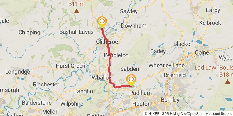 Lancashire Witches Walk stage 2 Map