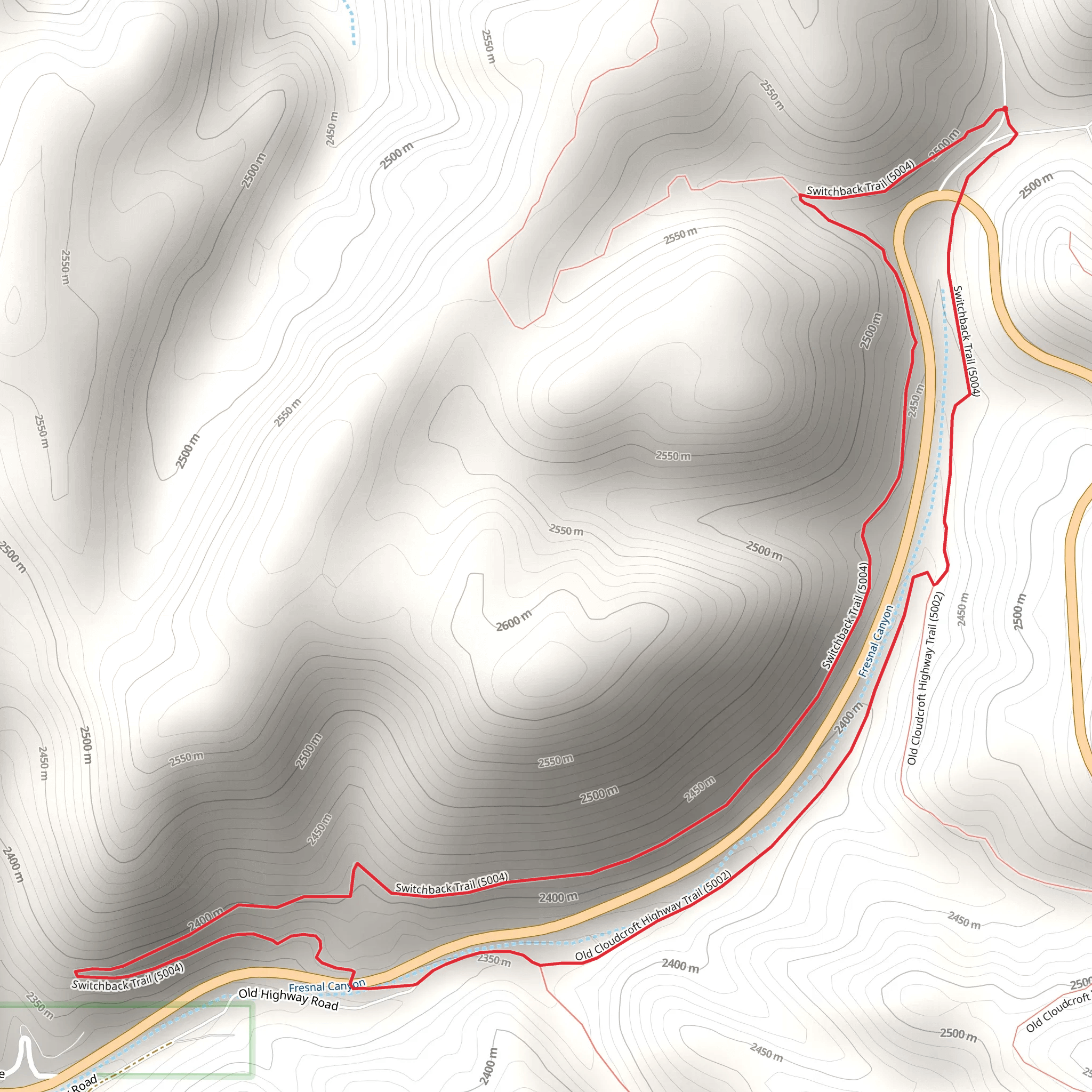 Switchback and Old Cloudcroft Highway Loop Trail mobile static map